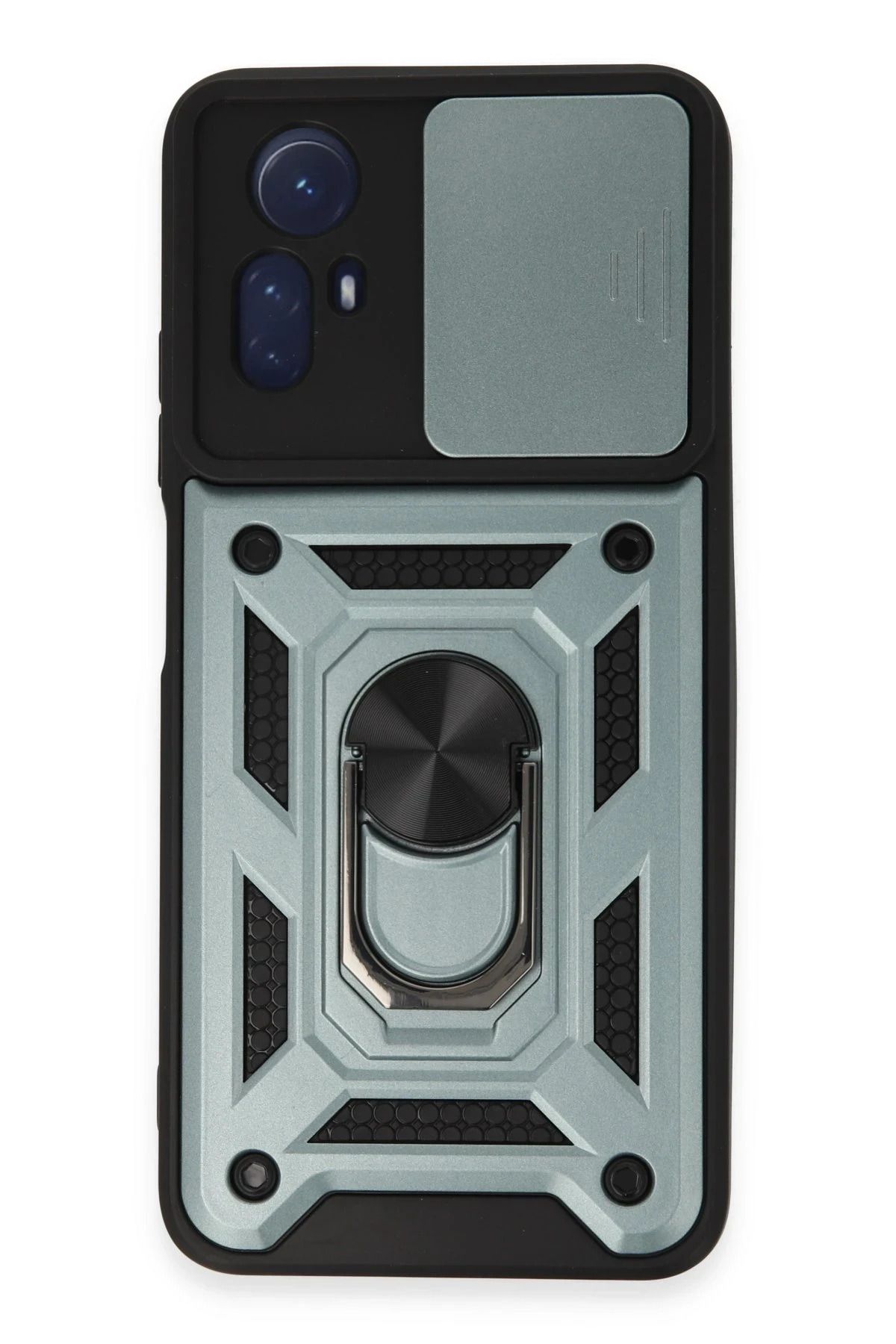 NewFace Xiaomi Redmi Note 12S Kılıf Pars Lens Yüzüklü Silikon - Yeşil FERRG