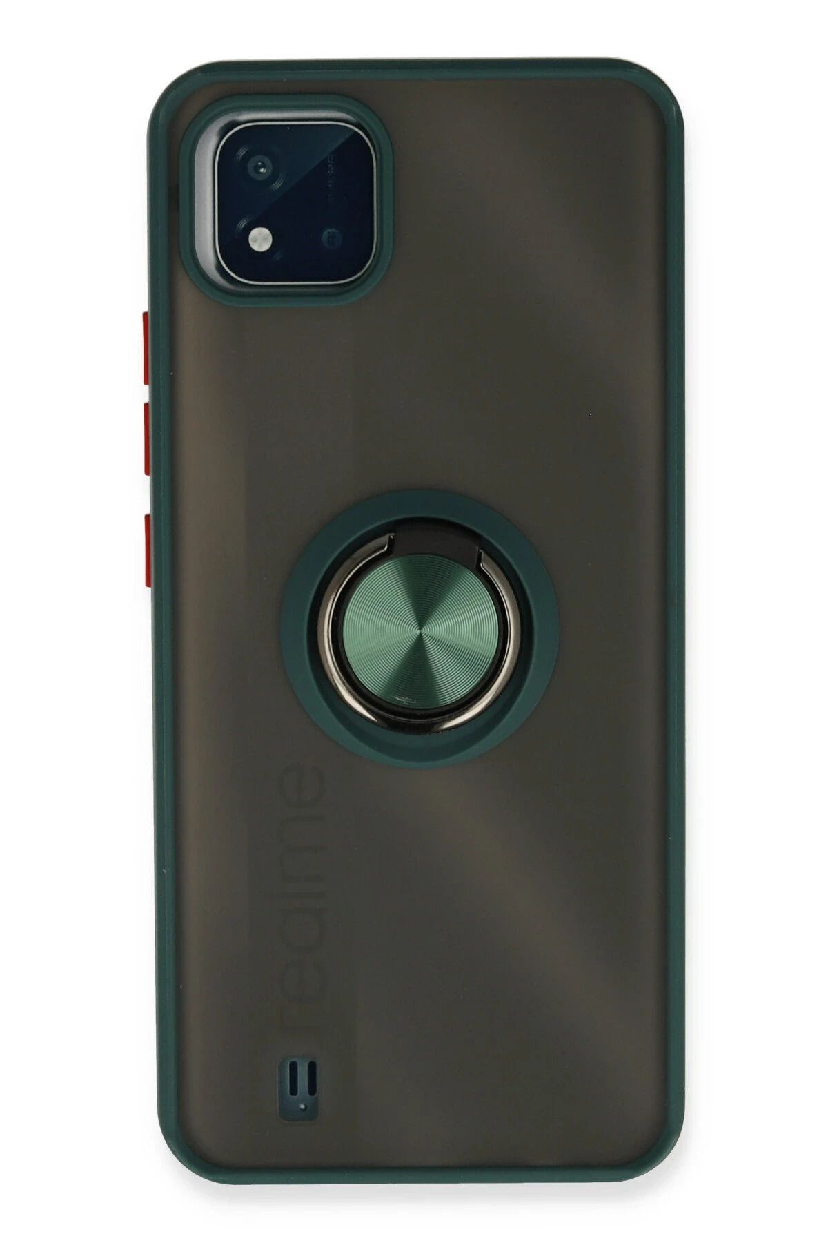 NewFace Realme C11 2021 Kılıf Montreal Yüzüklü Silikon Kapak - Yeşil FLKRY