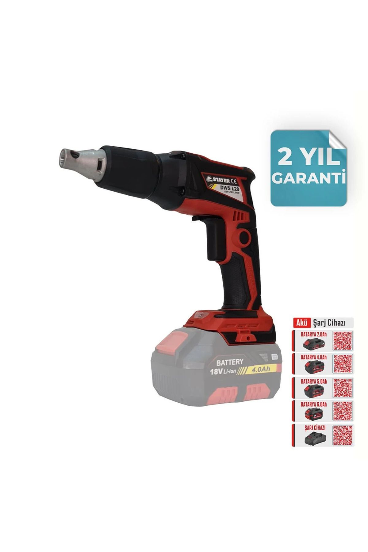 CATPOWER EL ALETLERİ STAYER KÖMÜRSÜZ AKÜLÜ ALÇIPAN VİDALAMA 18V Li-ion 2.0Ah/4.0Ah/5.0Ah