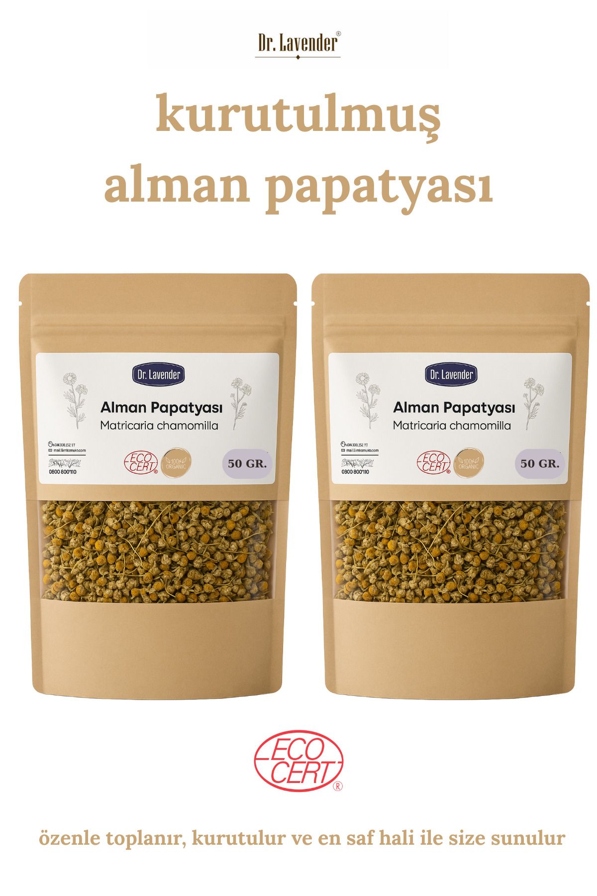 Dr. Lavender Matricaria Chamomilla Alman Papatyası 50 Gr. Kurutulmuş Papatya Çayı 2 Adet