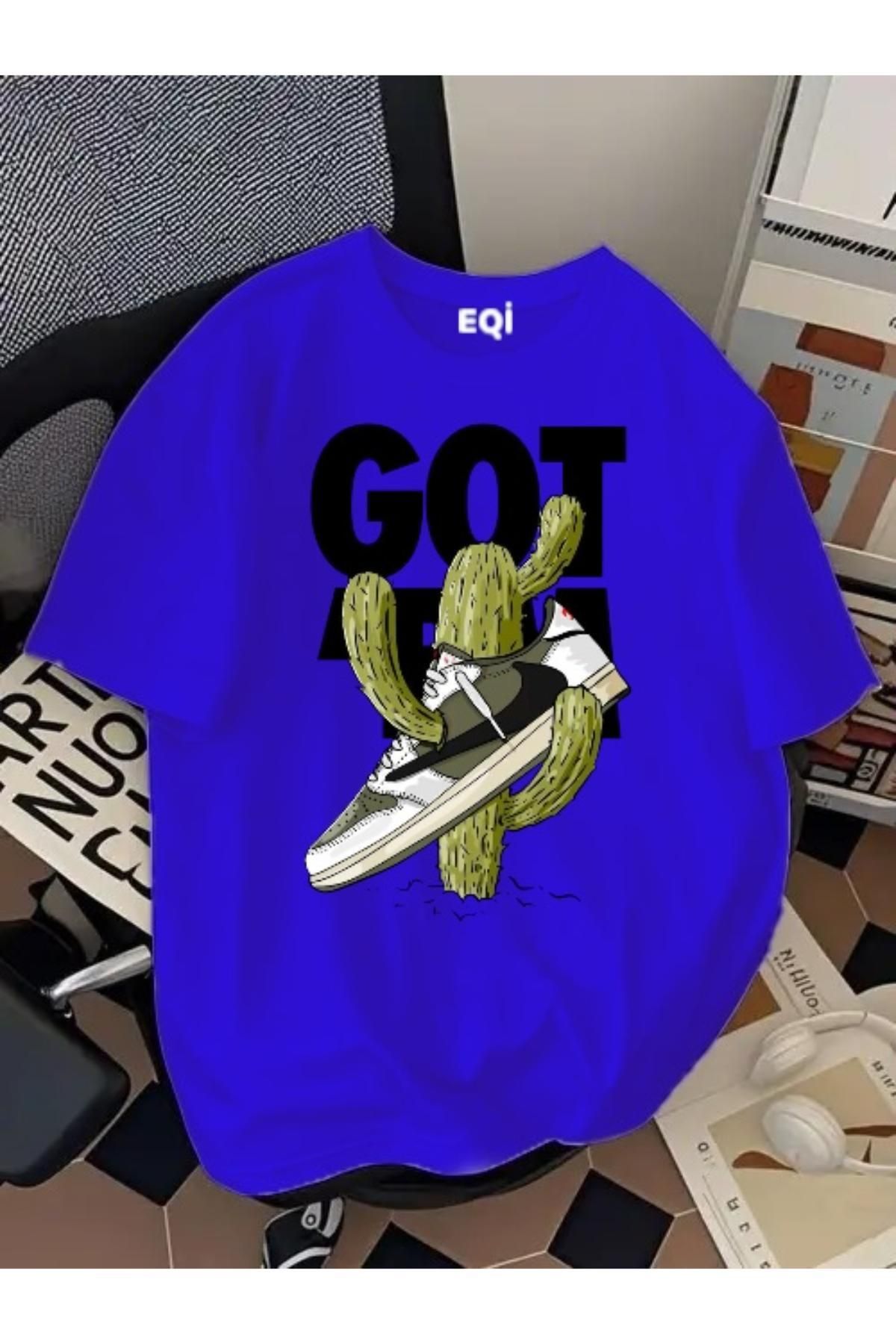 EQİ Got It Kaktüs Ayakkabı Baskılı Oversize T-Shirt