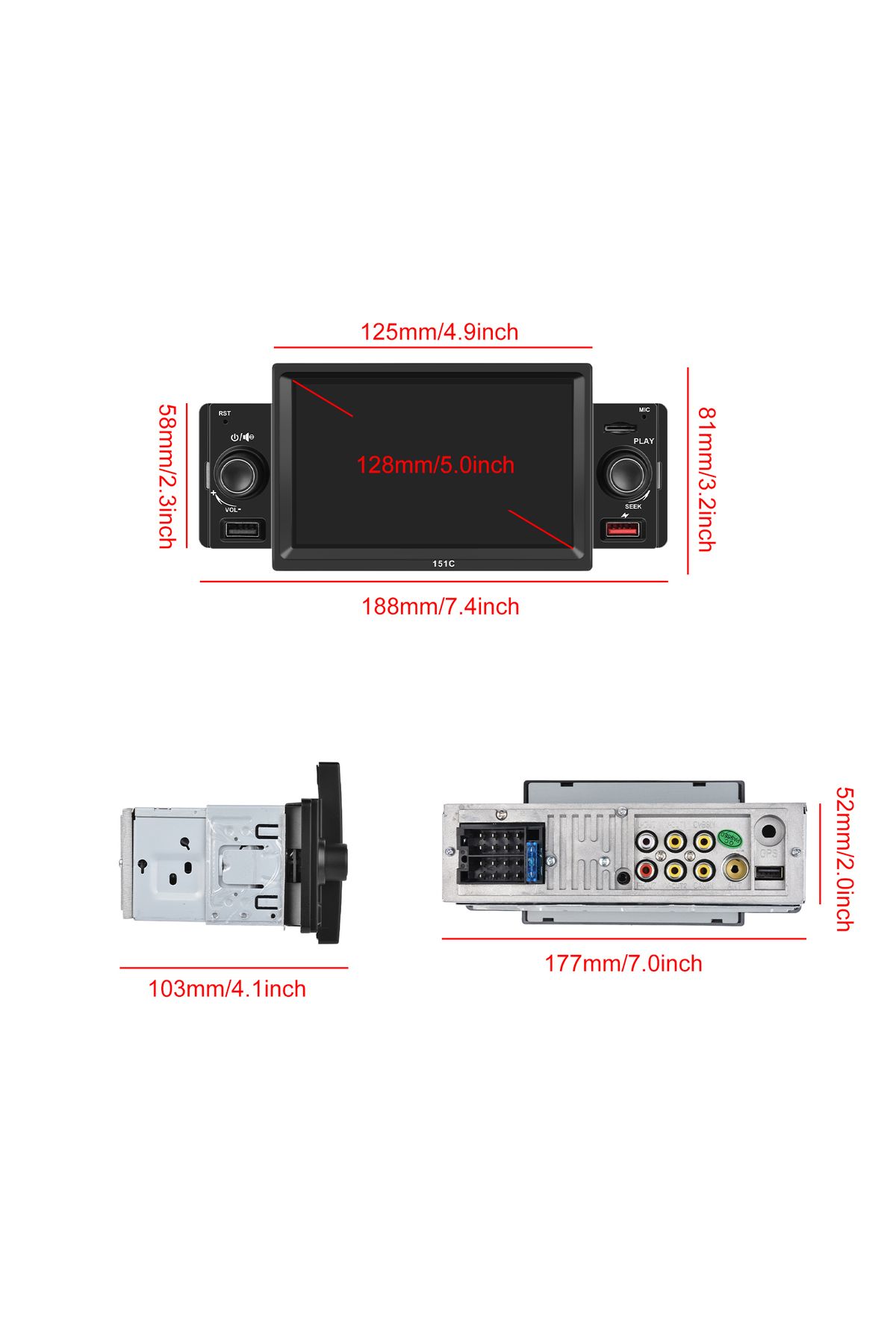 ECARTECH-MP5 Player Auto 1DIN Universal, CarPlay and Android Auto, 5 Inch screen - ECARTECH 3