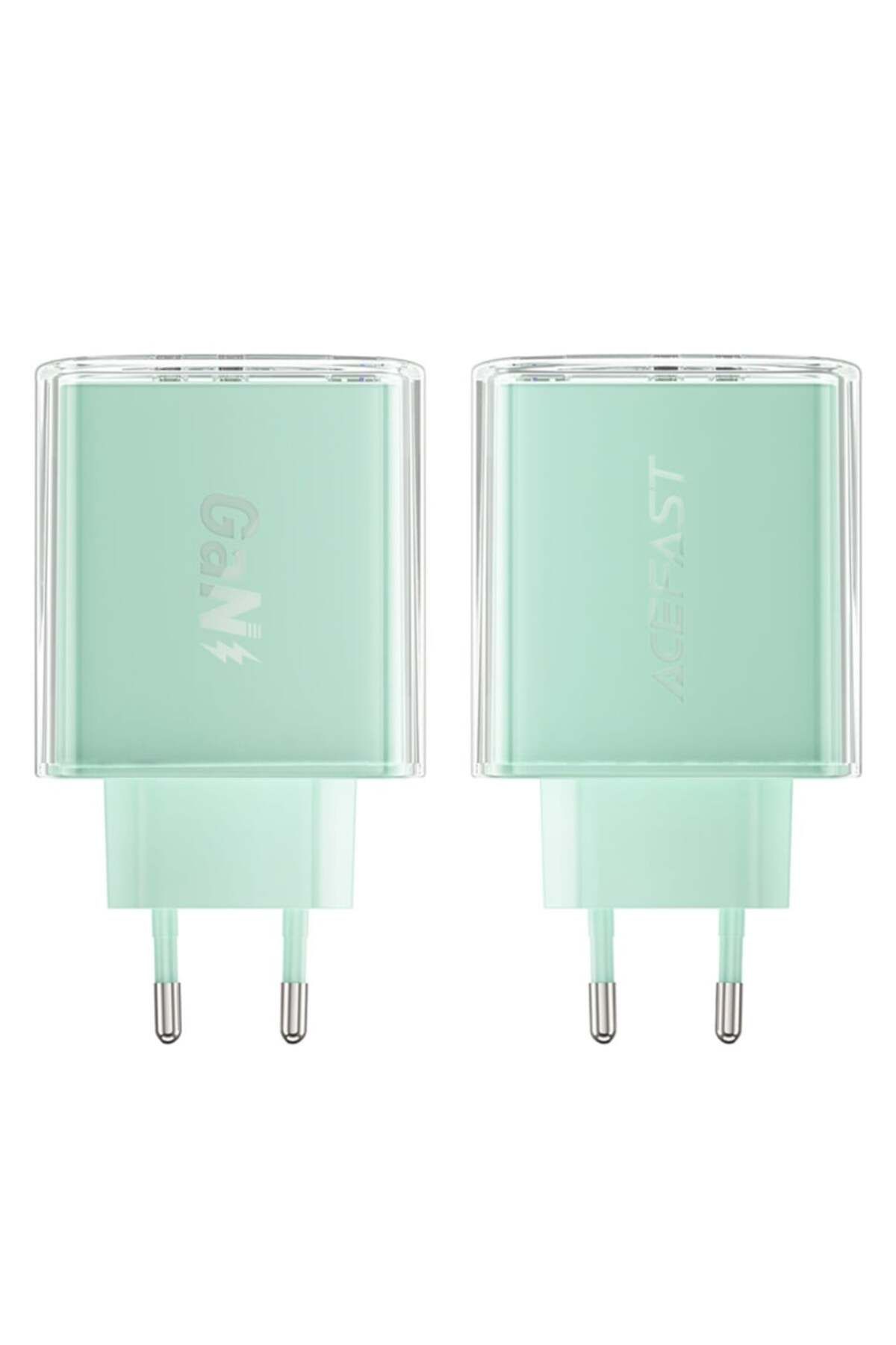 Acefast-Încărcător de perete, încărcare rapidă, AcesFast, 2x Tip-C, USB, GaN, încărcare rapidă PD65W, A45, Verde 3