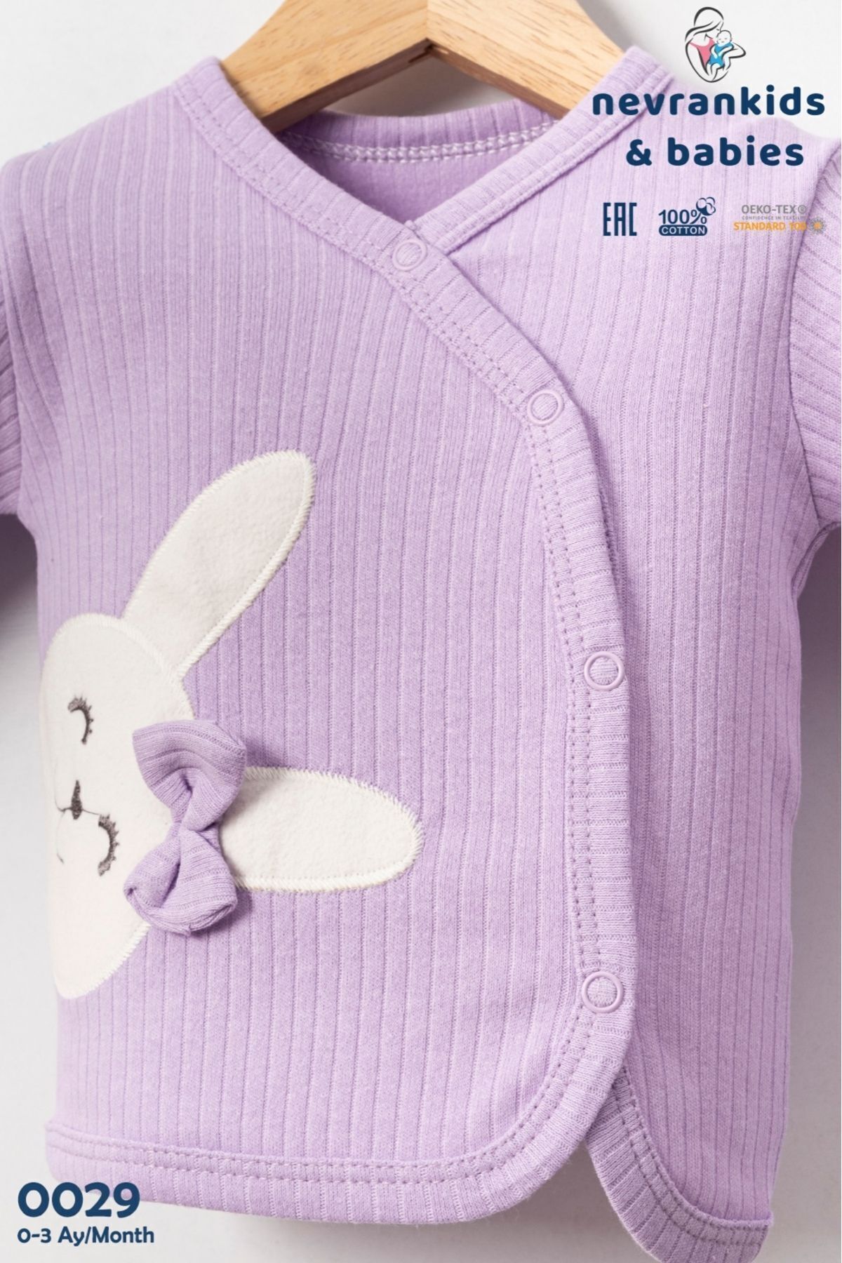 nevrankids Kız Bebek Organik Kumaş Lila 5 Parça Hastane Çıkışı Seti fotoğrafı 4 (önizleme)