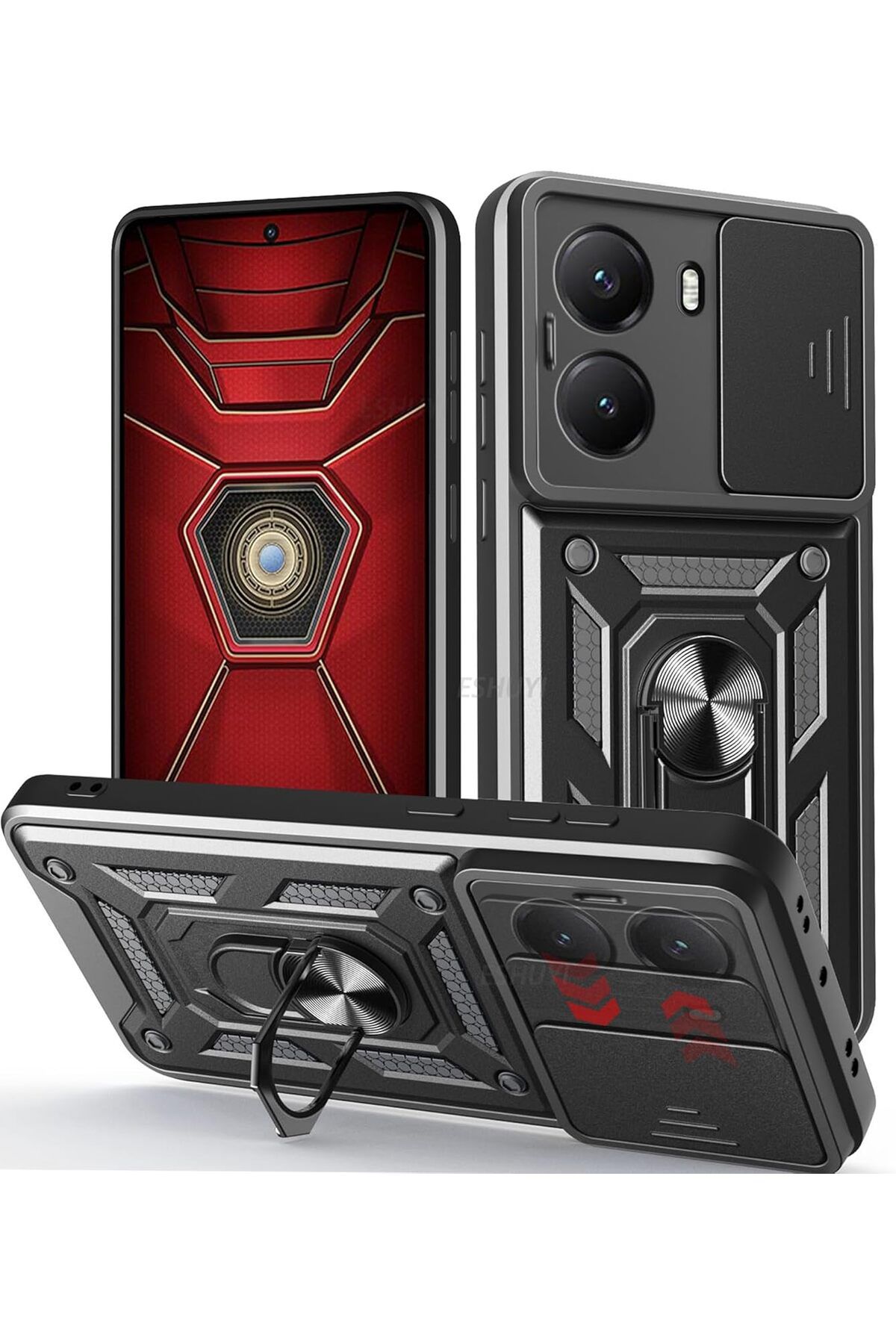 Rivor Xiaomi Poco X7 Pro & Poco F7 5G Kılıf Kamera Sürgülü Standlı Yüzüklü Darbe Emici Koruyucu Tank Kapak