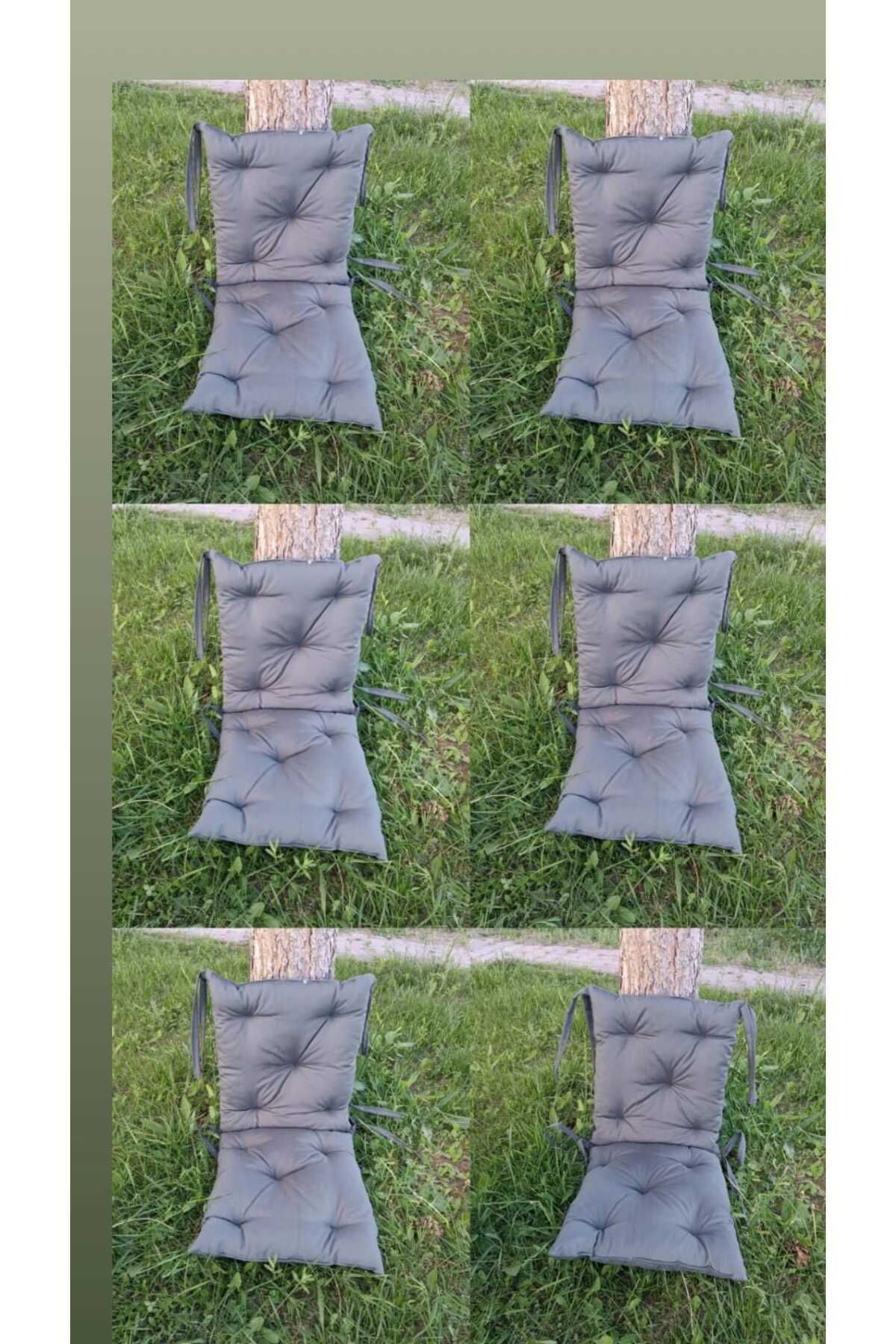 Arya Tekstil 6' lı Kombin Arkalıklı Pofidik Kare Sandalye minderi 40 × 85 cm gri