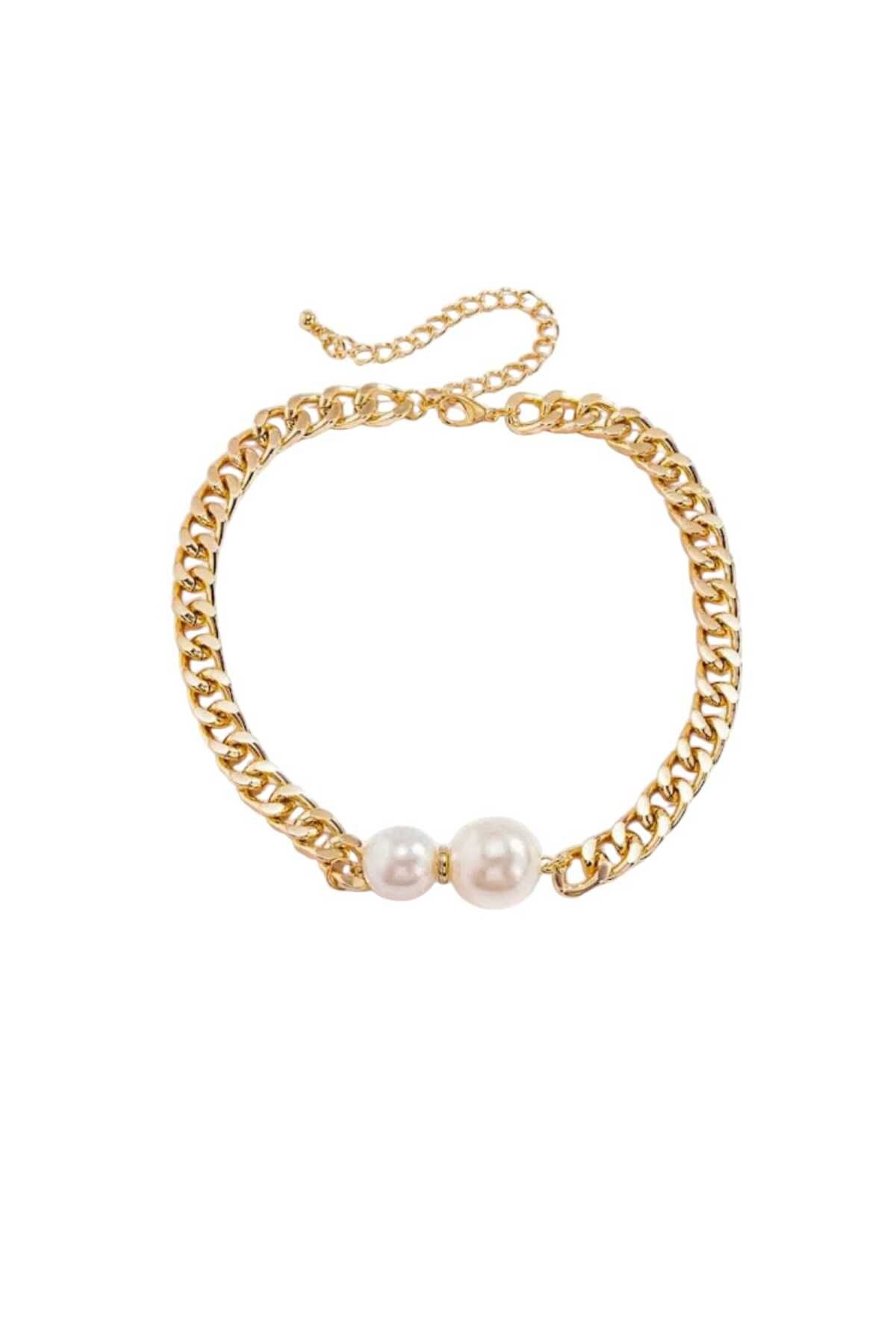 Ralp Moda 16-18 MM İNCİLİ GOLD RENKLİ KOLYE 45 CM