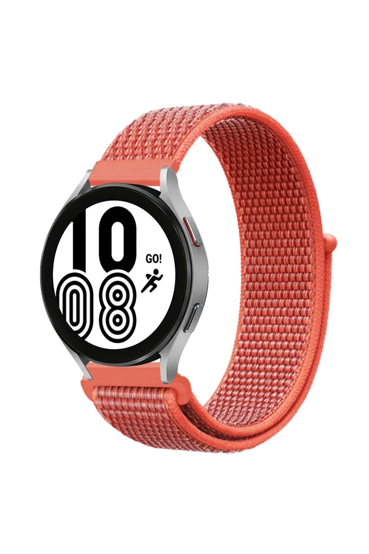 NewFace Samsung Galaxy Watch 4 Hasırlı Cırtcırtlı Kordon - Turuncu FERRG