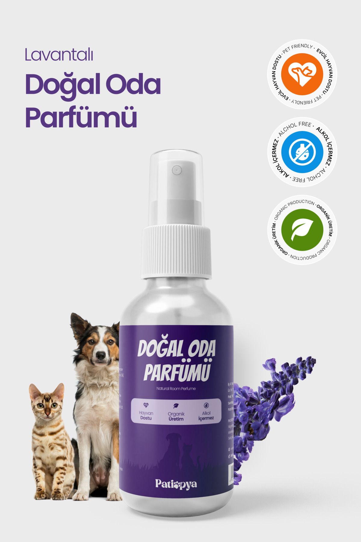 patiopya Kedi Kumu Ve Tuvaleti Koku Giderici, Oda Parfümü -120ml