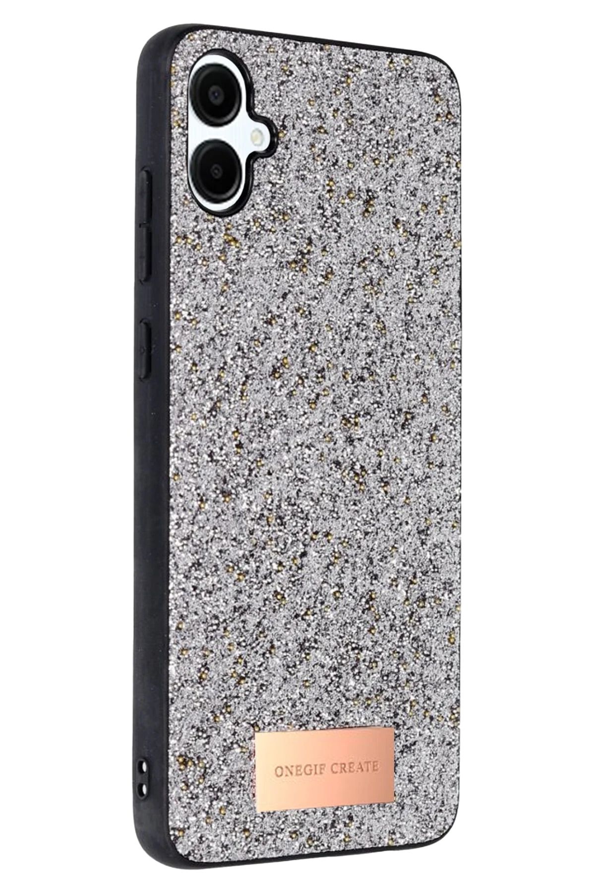 ONEGIF Samsung Galaxy A06 Bright Simli Kapak - Gümüş FERRG