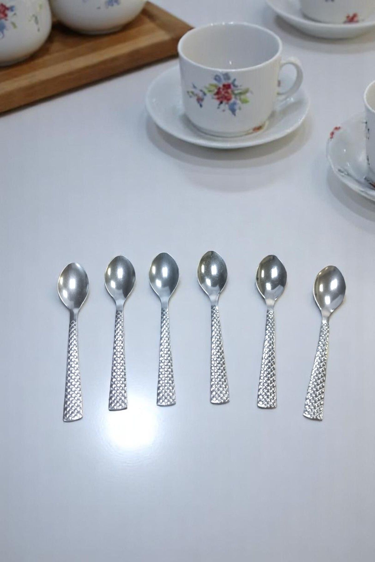 intoku Çay Kaşığı 6'lı Kalp Desenli Lüx Çay Kaşığı Seti