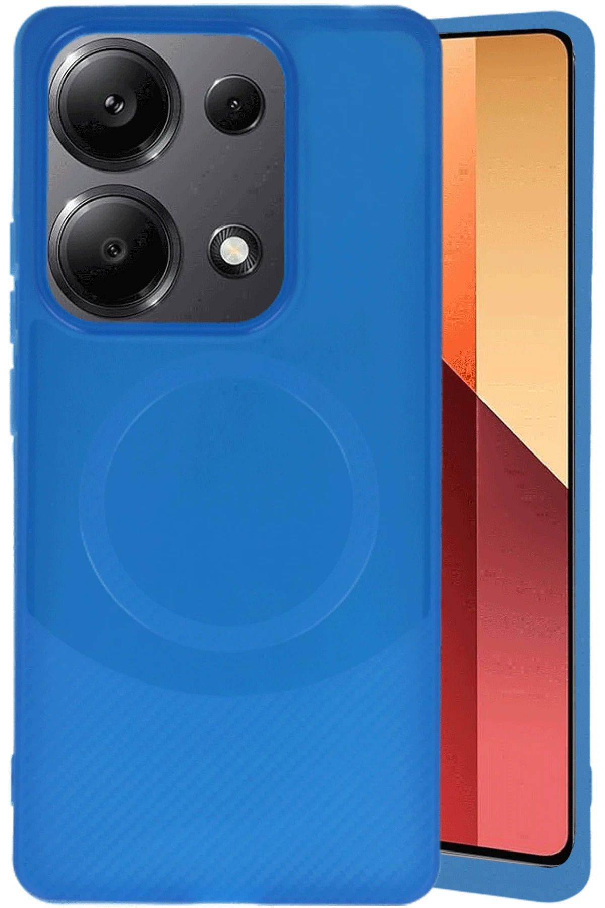 NewFace Xiaomi Redmi Note 13 Pro 4G Kılıf Maya Karbon Kapak - Lacivert MRAYD