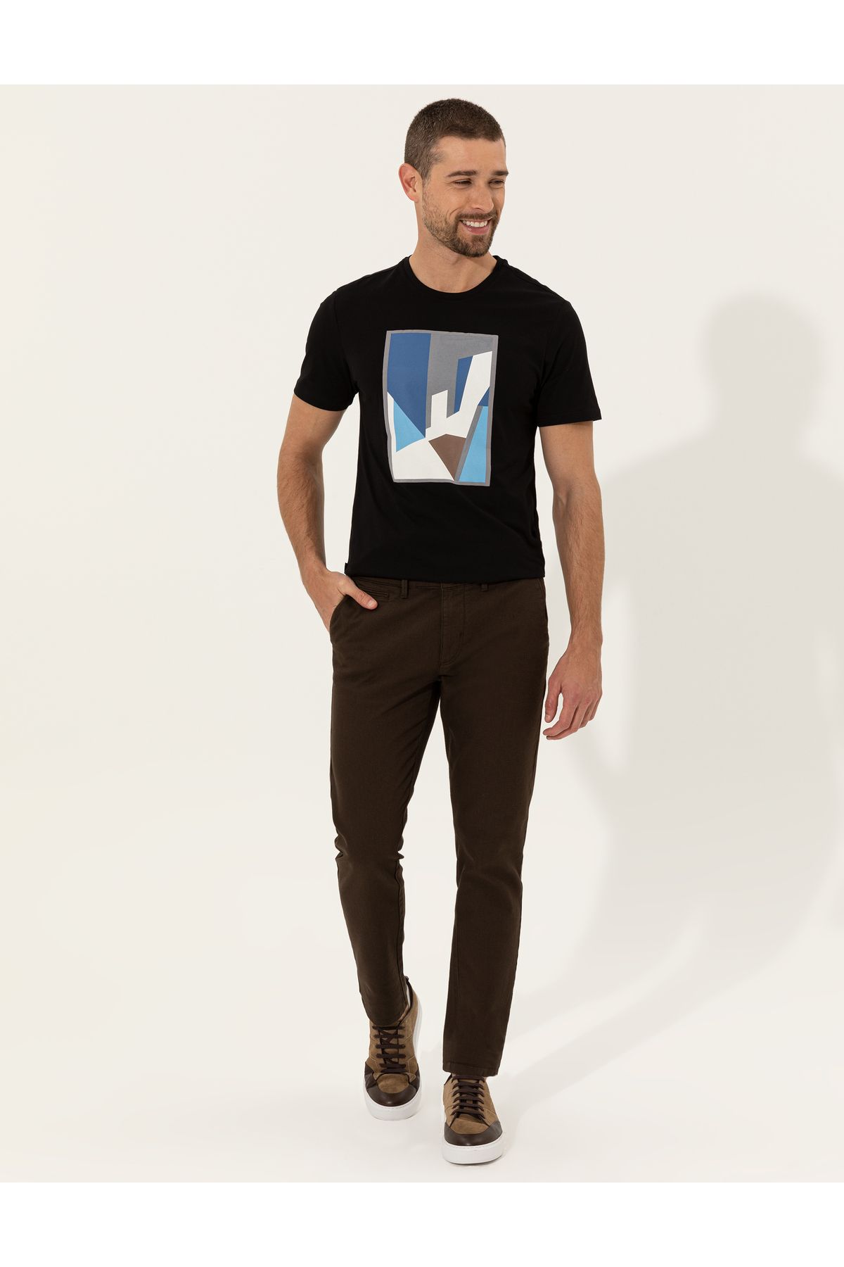 Pierre Cardin Kahverengi Slim Fit Kanvas Pantolon 50251525-VR029