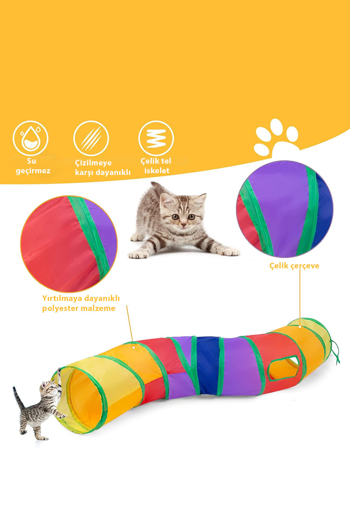 Beatitude Long Cat Tunnel Foldable Bend Play Activity Tunnel