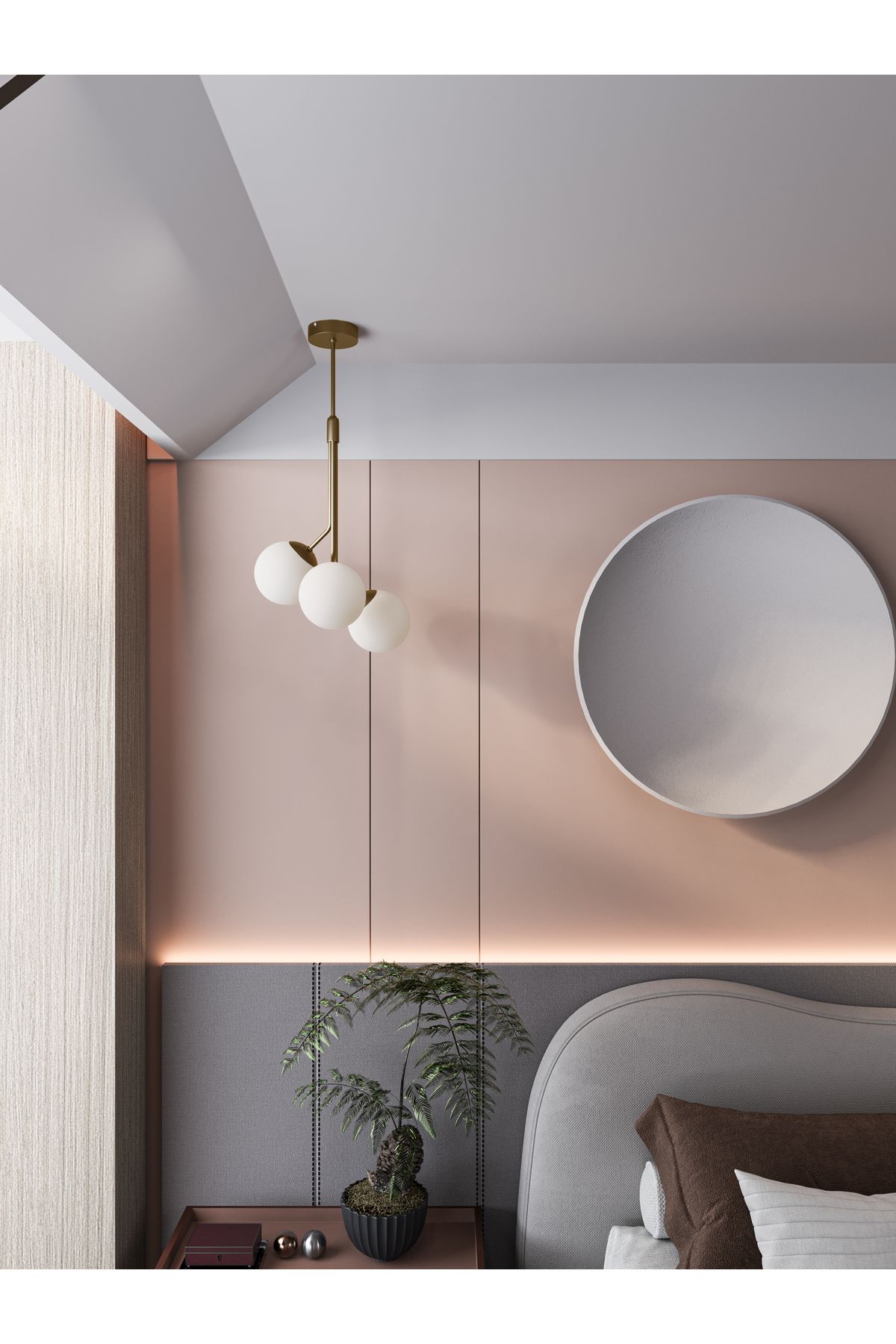 avizade Luno 3 White Antique – Eskitme Gövdeli Beyaz Camlı 3’lü Sarkıt Avize (60 cm)