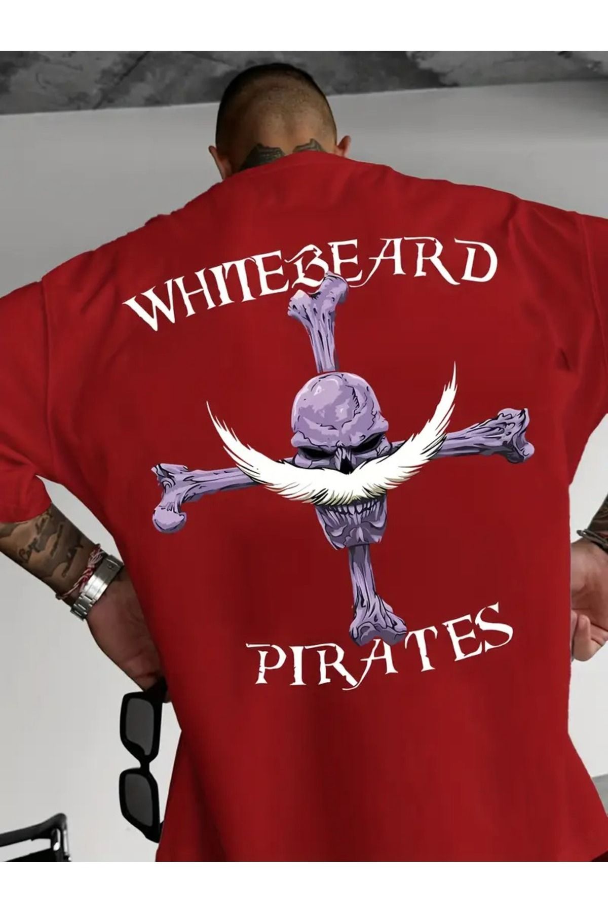 LAND MODA Whitebeard Korsanları" Grafik Erkek Tişörtü - Yumuşak Polyester, Gündelik Yuvarlak Yaka,