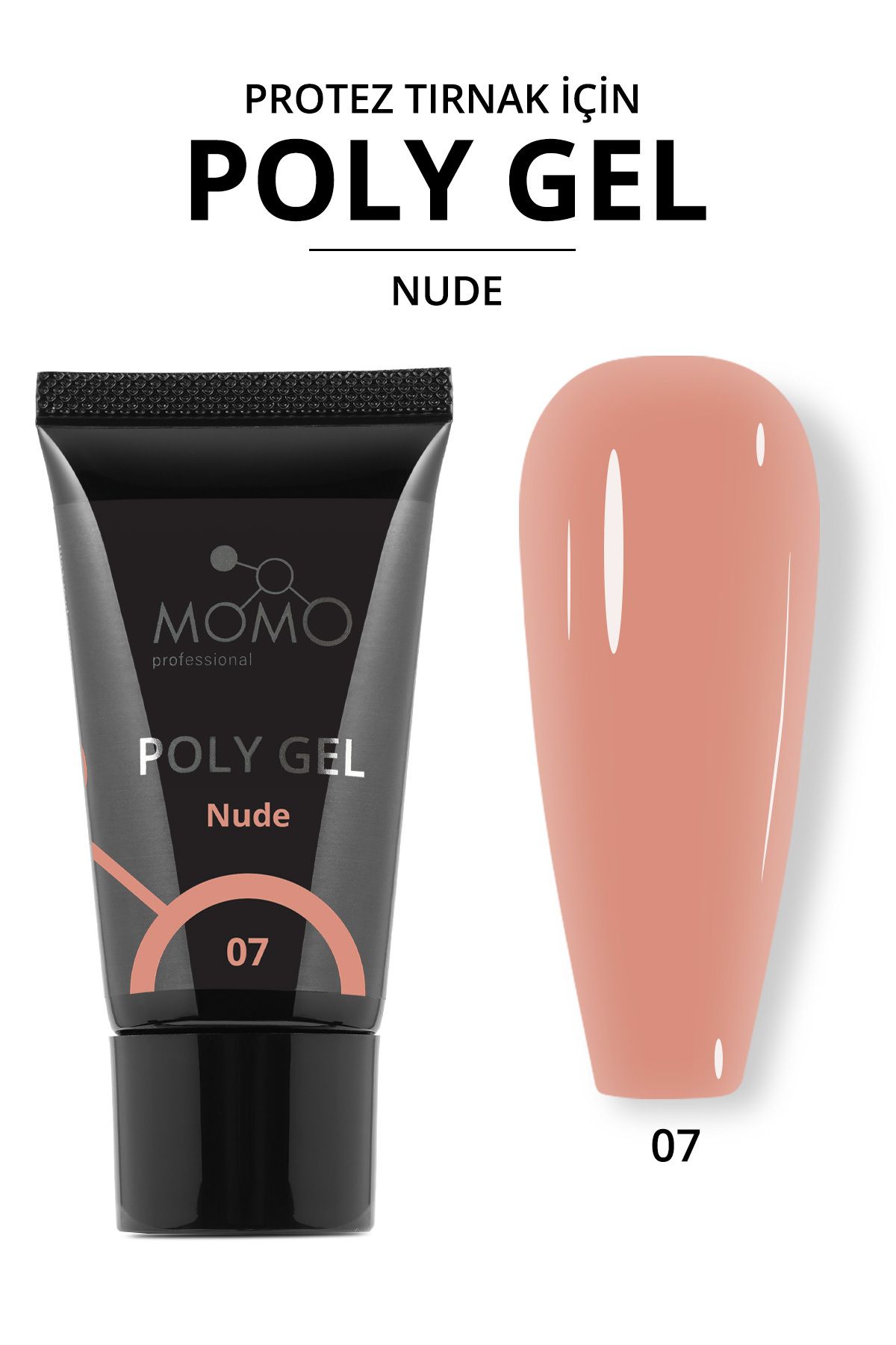 MOMO professional Protez Tırnak İçin Poly Gel, Poli Jel, No.07, Nude, 30 gr