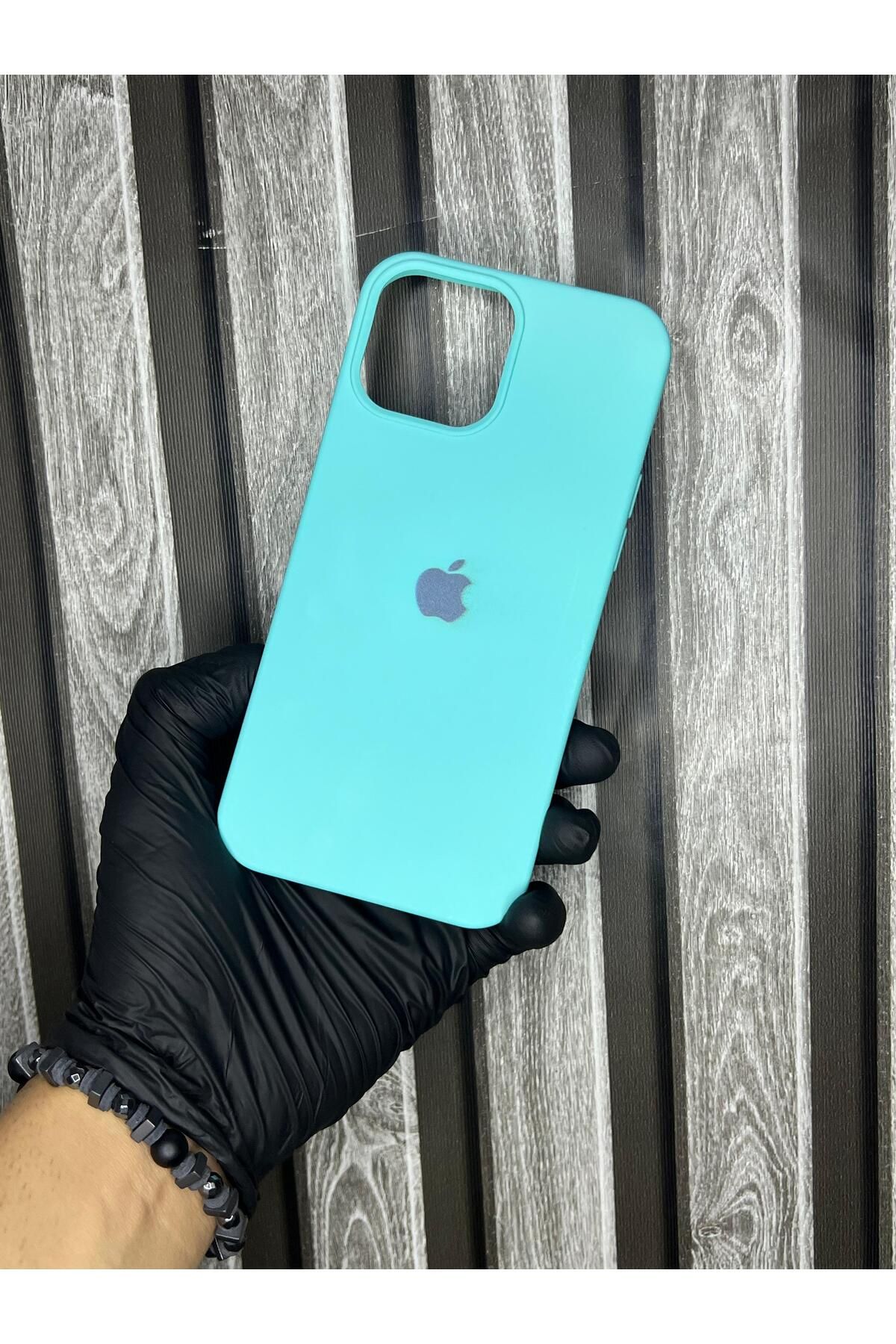 Store Apple İphone 12 Pro Max Uygun Modeline Şık Sade Turkuaz Rengi Kılıf