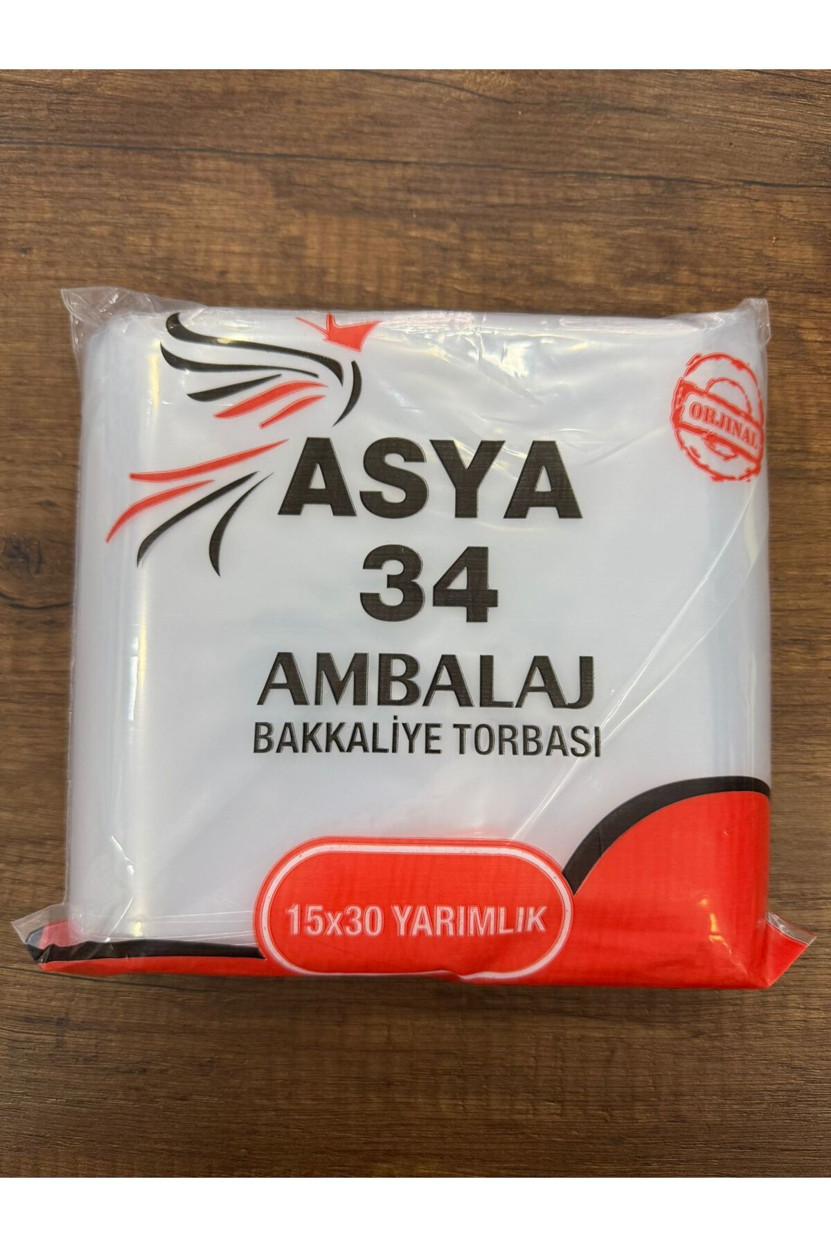 Asya34 Ambalaj Bakkaliye Torbası Yarımlık Şeffaf Torba Plastik 15x30CM 1kg