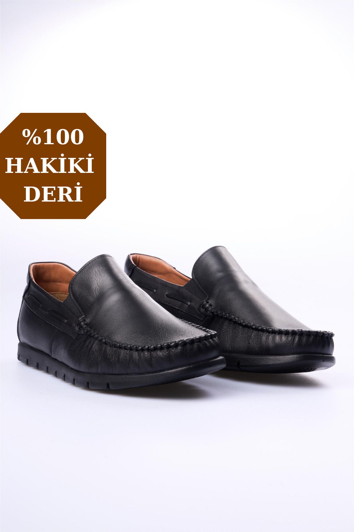 KAOF SHOES Bemsa Hakiki Deri Erkek Siyah Klasik Ayakkabı Baba Ayakkabısı Casual Comfort Günlük Ayakkabı