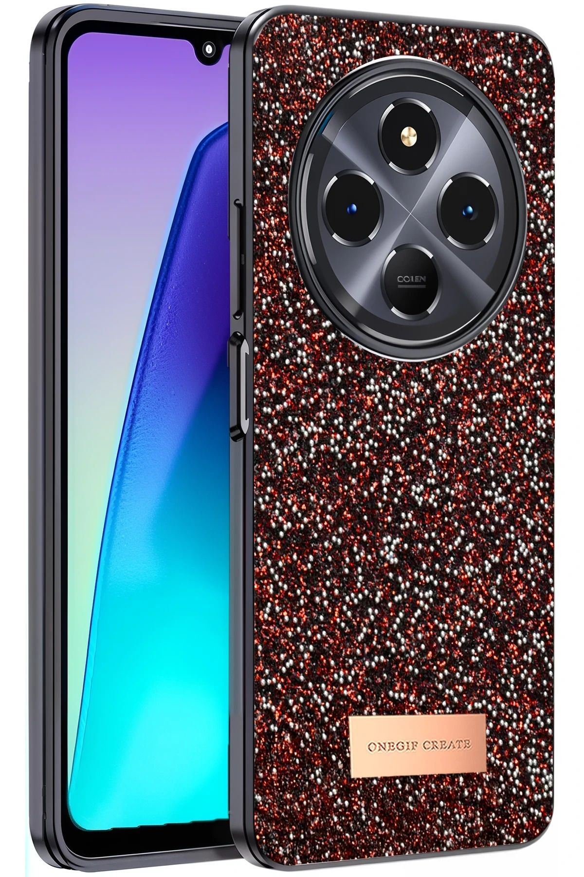 ONEGIF Xiaomi Redmi 14C Bright Simli Kapak - Derin Mor FLKRY
