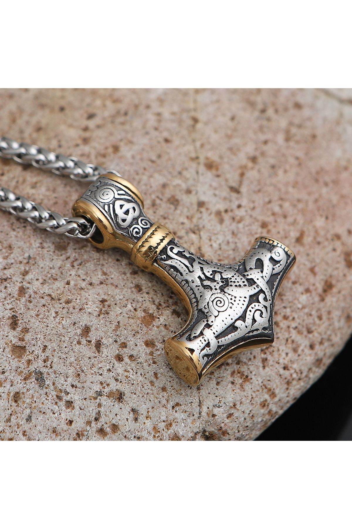 Viking Thor Iskandinav Mjollnir Teiwaz Işleme 316L Paslanmaz Çelik Erkek Kolye