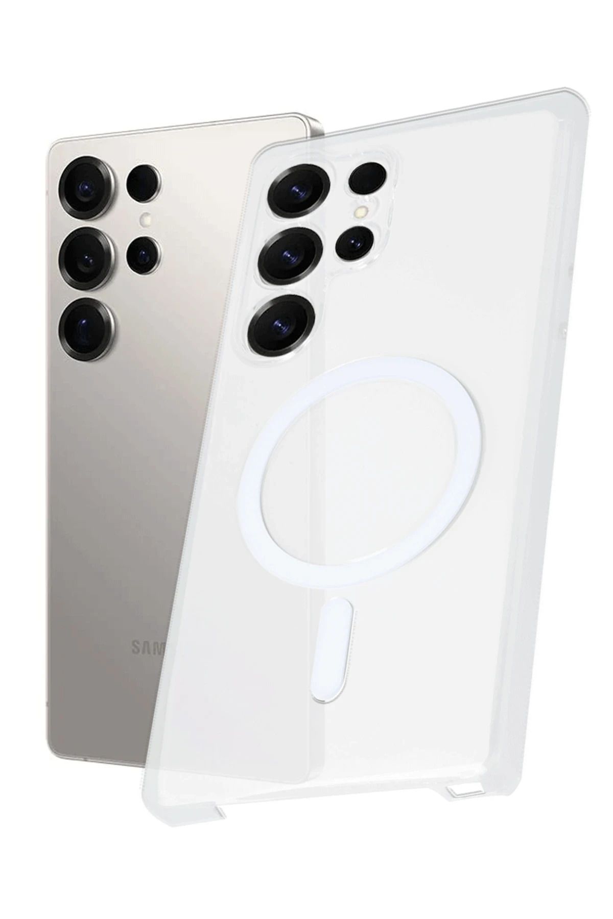 NewFace Samsung Galaxy S24 Ultra Kılıf PC Zara Magsafe Şeffaf Kılıf - Şeffaf FLKRY