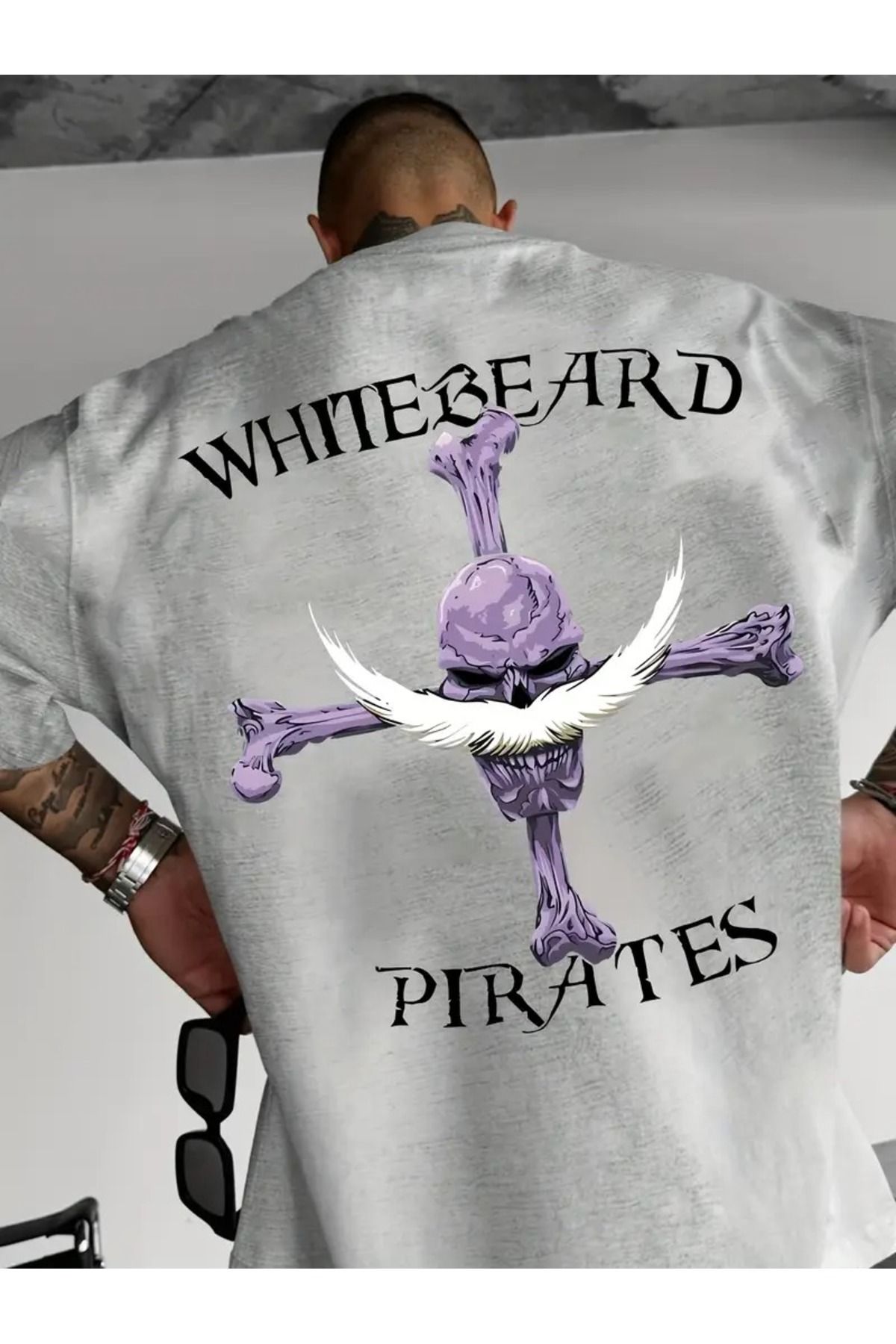 LAND MODA Whitebeard Korsanları" Grafik Erkek Tişörtü - Yumuşak Polyester, Gündelik Yuvarlak Yaka,