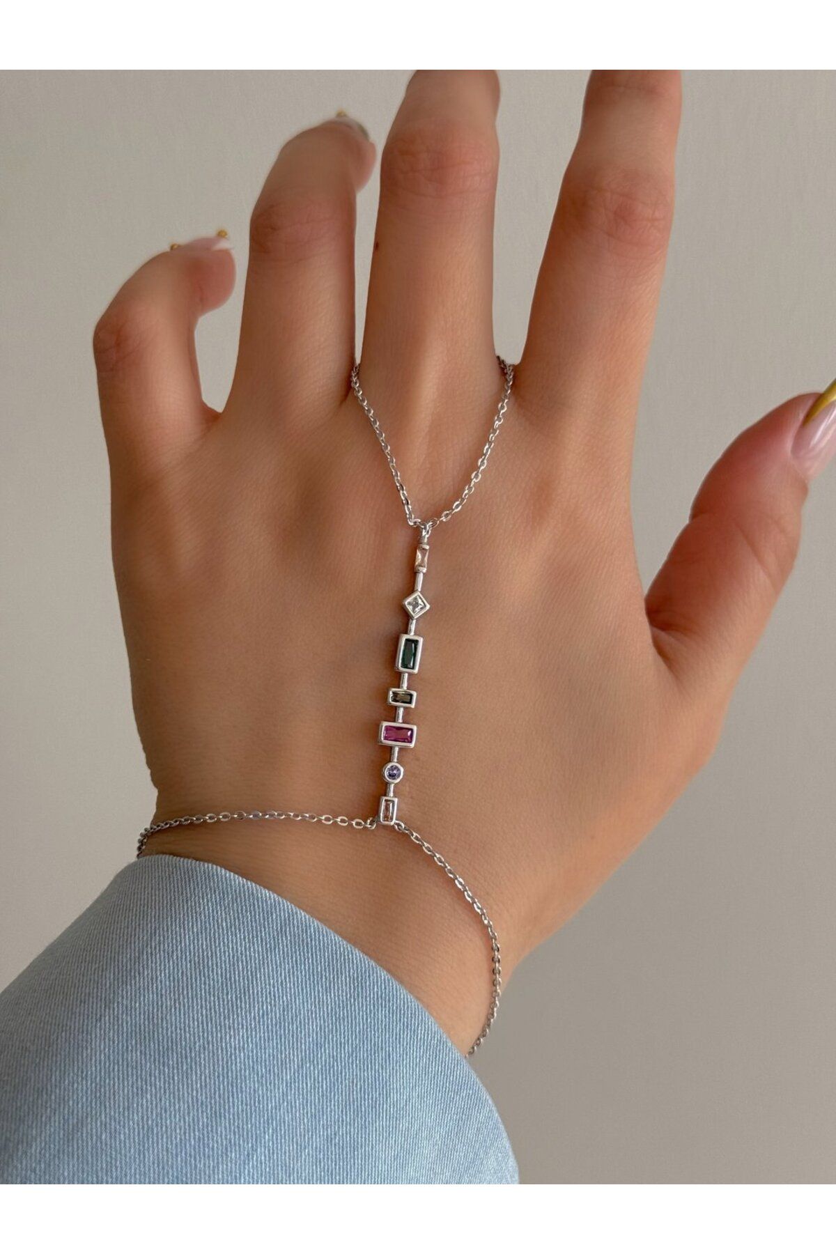 h&b design jewel Çelik Silver Baget Taşlı Şahmeran