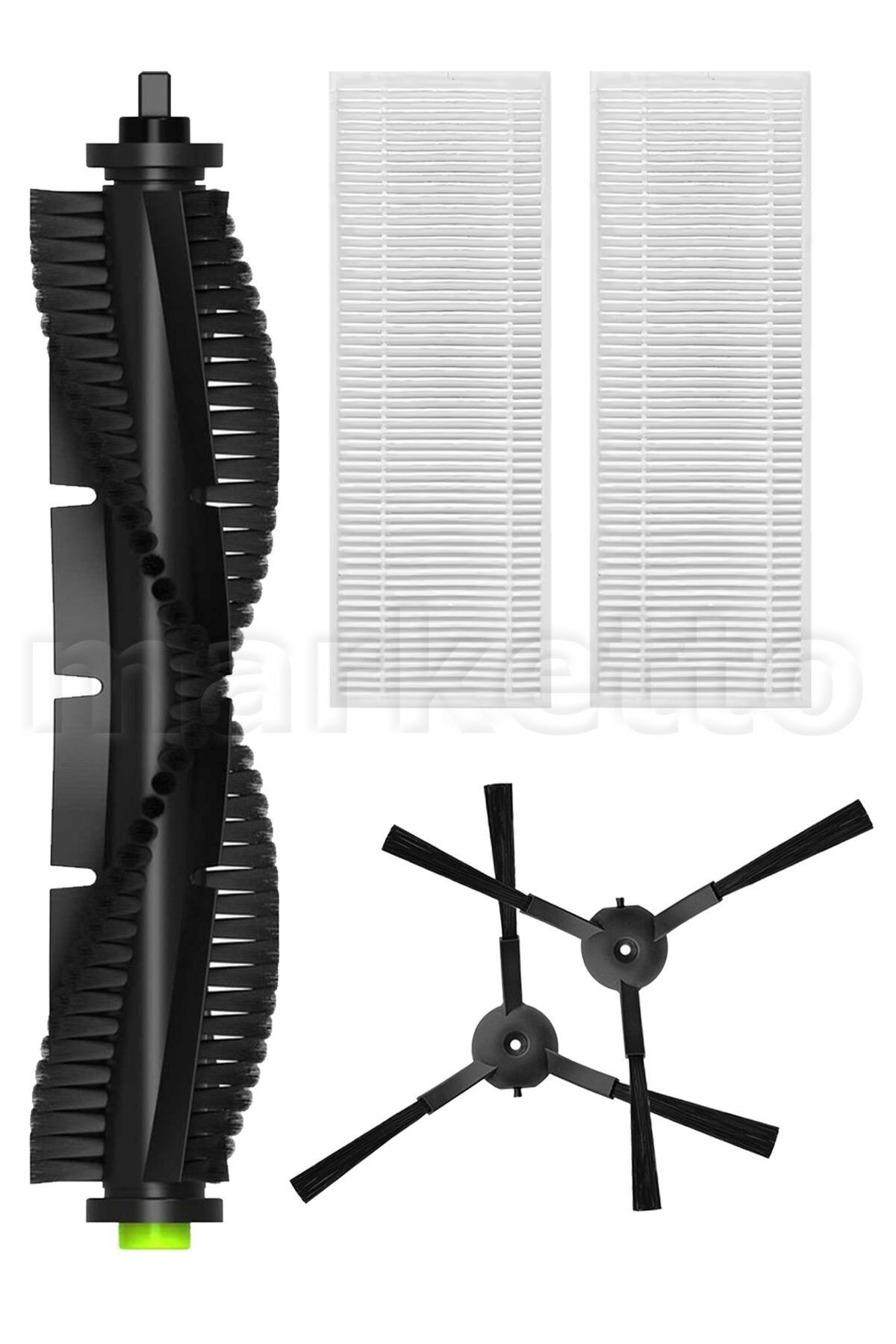 Marketto BOTSLAB 360 S10 Vacuum Mop Pro Cleaner Uyumlu Yedek 5 Parça Seti Ana / Yan Fırça Hepa Filtre
