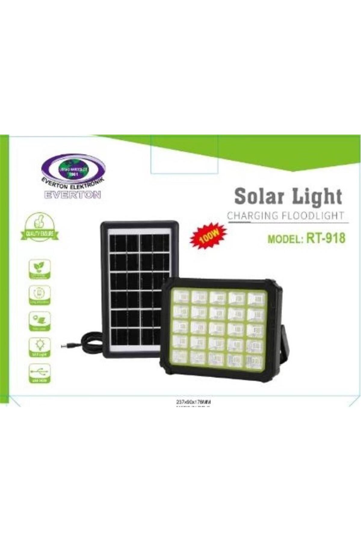 Everton Rt-918 Şarjlı 100W Solar Panelli Projektör Led