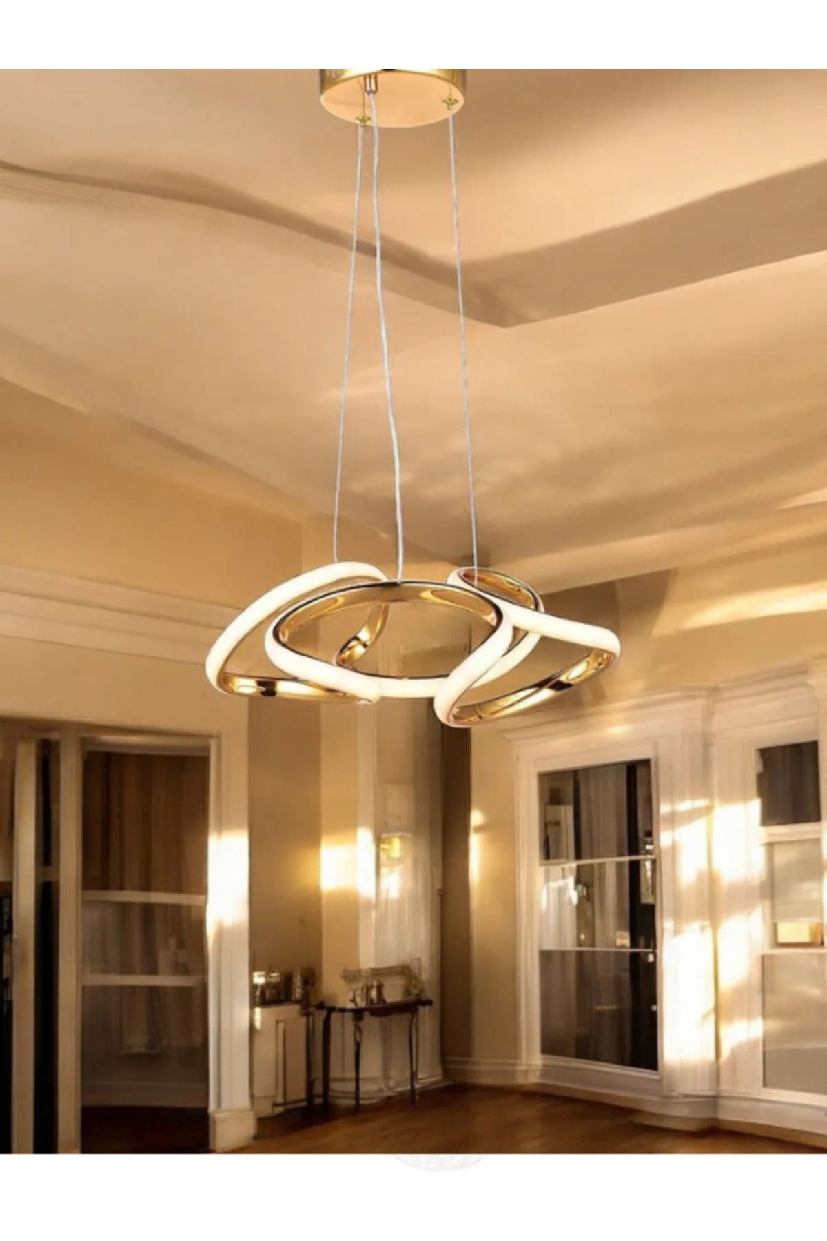B&F STORE NEW STYLE Çiçek Tekli Gold 3 Renk Ledli Sarkıt Avize
