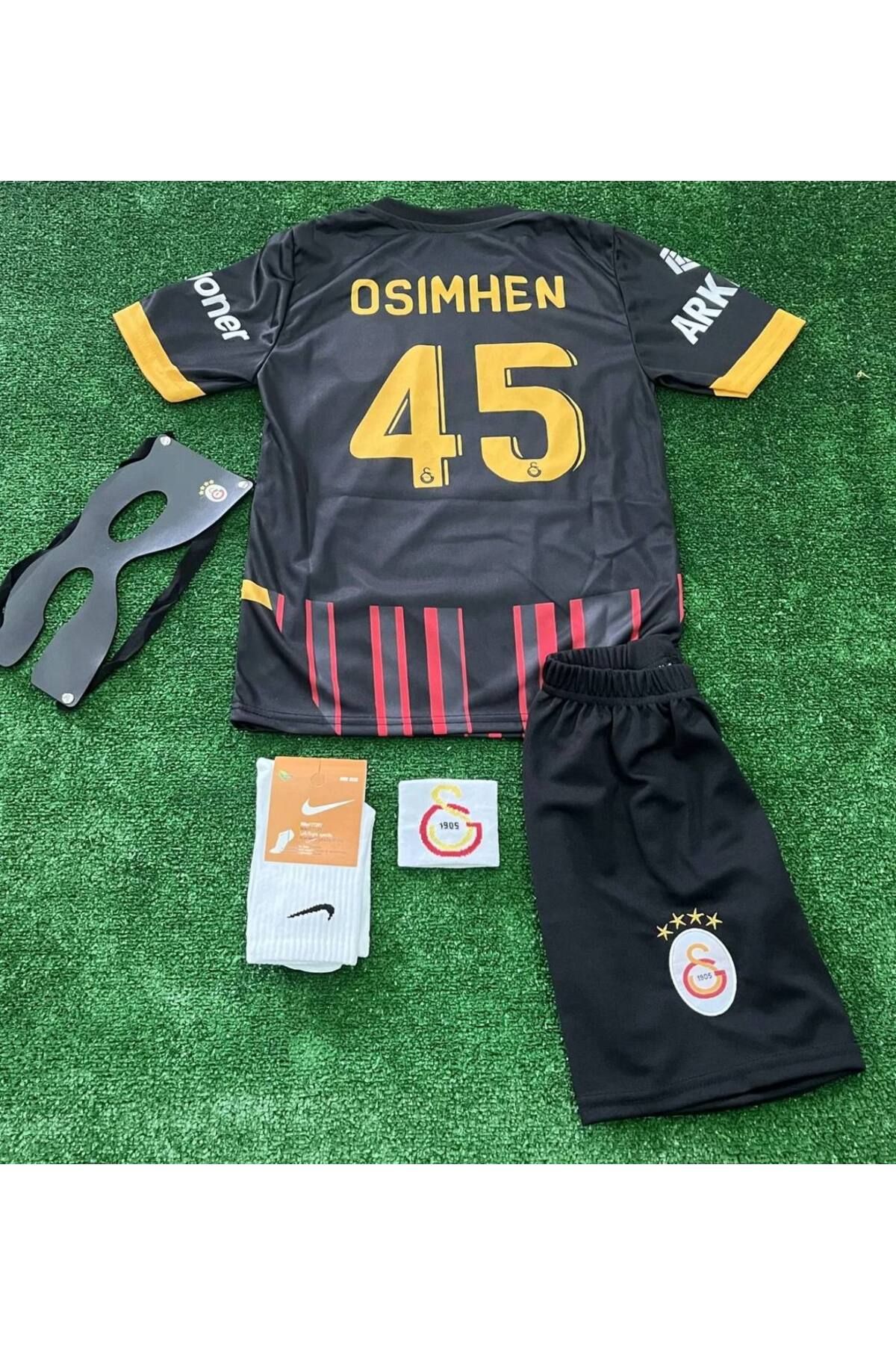 Alaturka Mix Galatâsarây/Vitor.Osimhênn-45 Siyah Alternatif yeni Sezon Futbol Çocuk Forması maske bileklik hediye