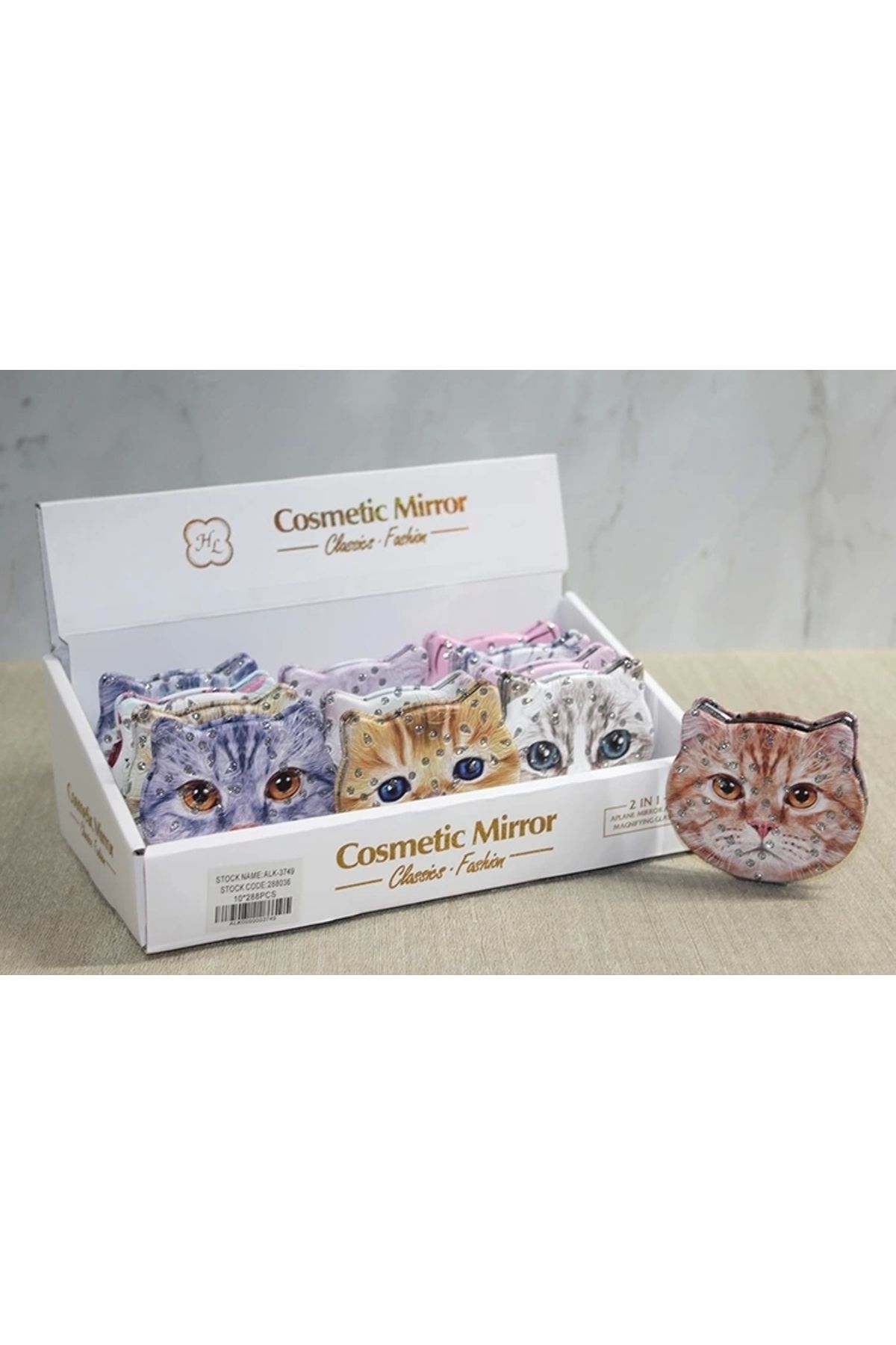 ShopNova Taşlı Kedi El Aynası Alk3749