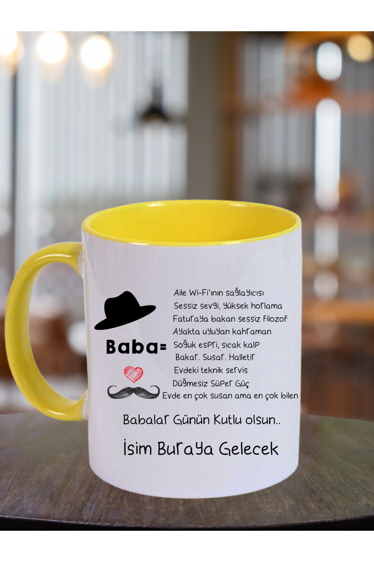 Asay Baskı "Evde En Çok Susan Ama En Çok Bilen Baba" Babalar Günü için Kişiye Özel Kupa Bardak