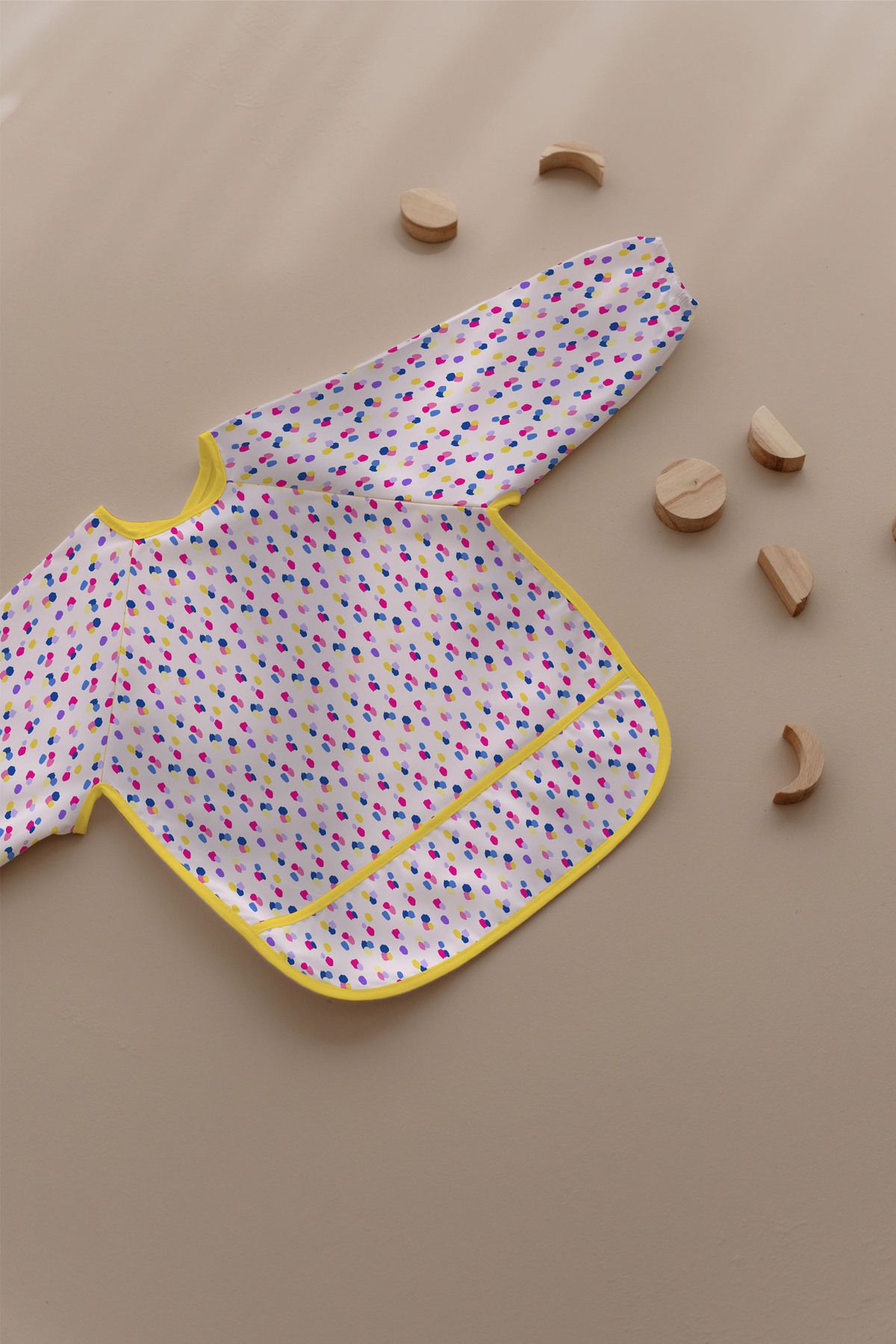 Messido-Long Sleeve Food and Activity Apron, Activity and Painting Apron, Colorful Dots Pattern, 1-5 Years Old 4