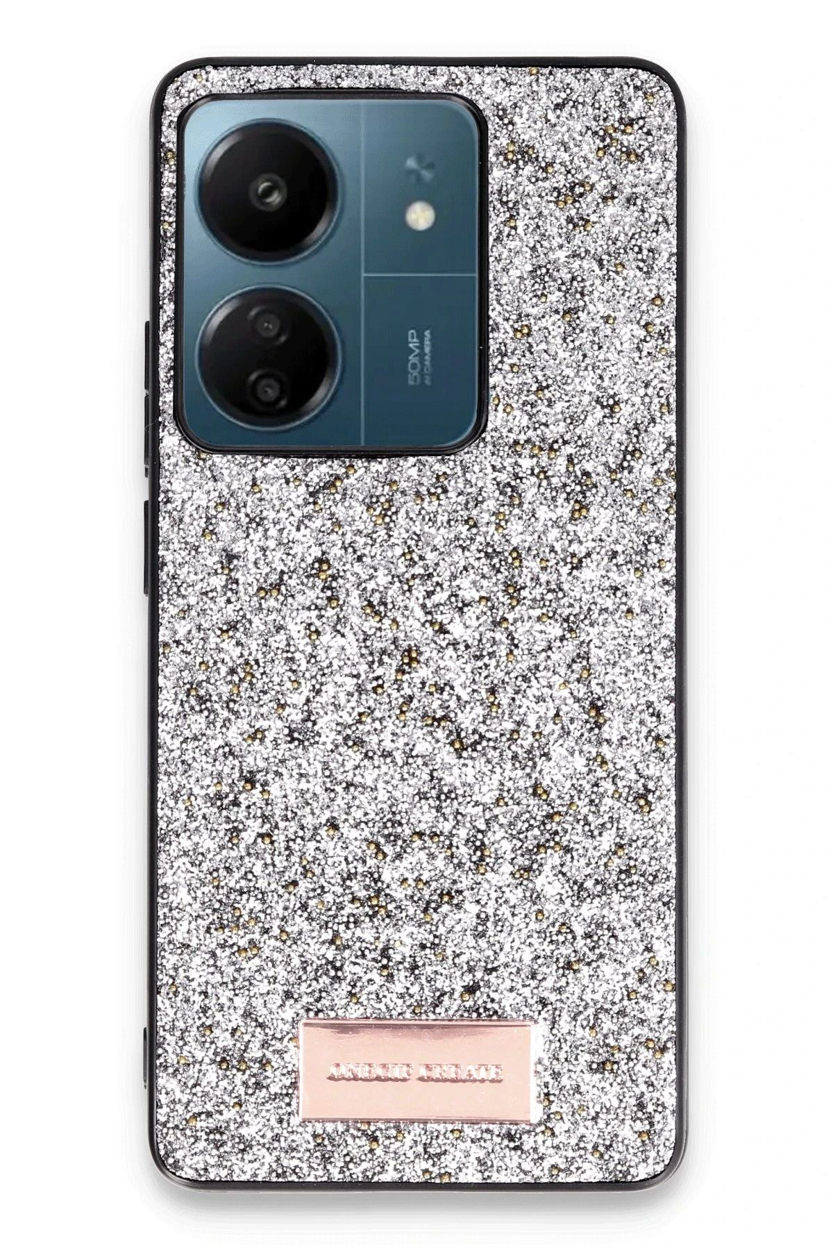 ONEGIF Xiaomi Redmi 13C Bright Simli Kapak - Gümüş FERRG