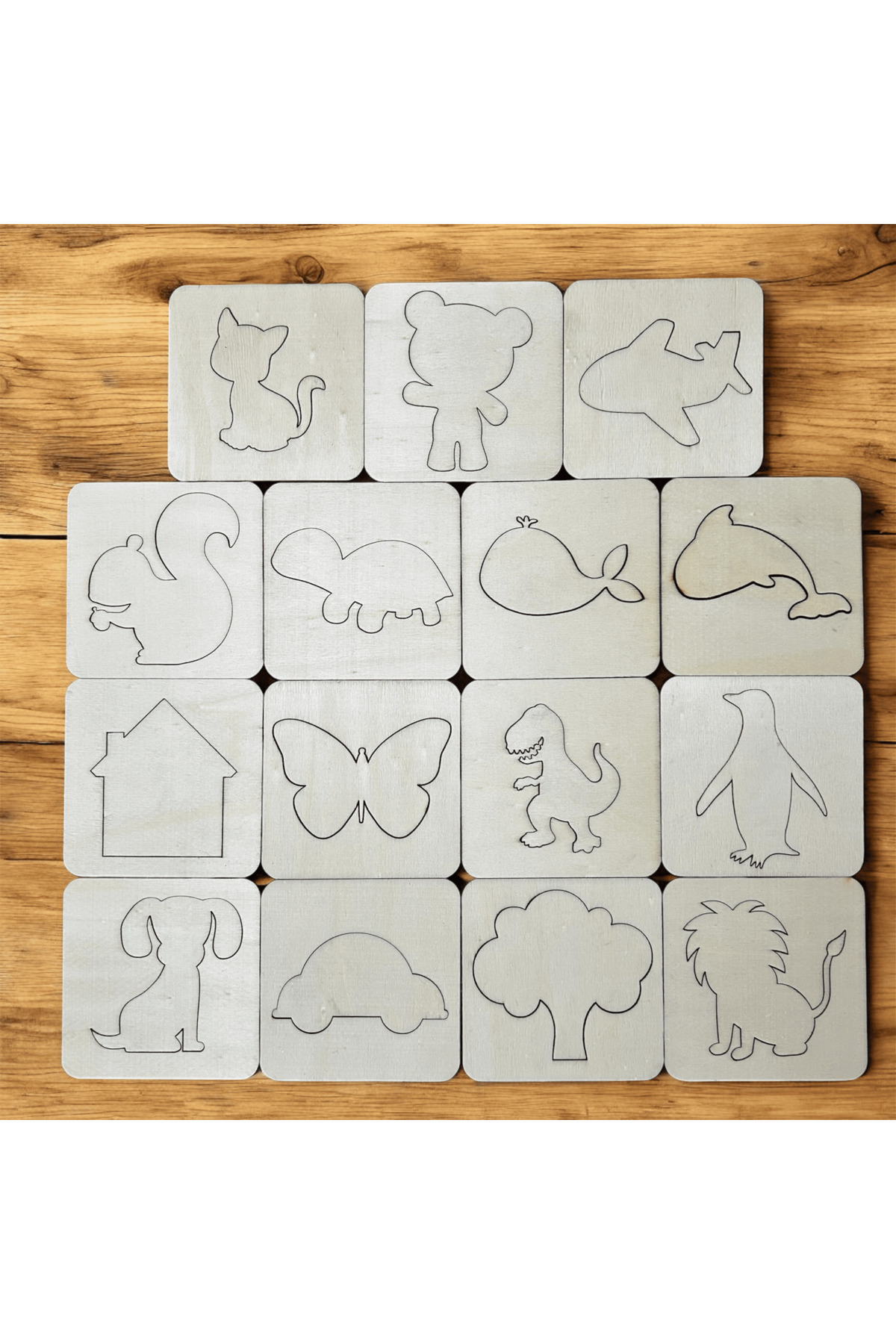 antiola Çizim Boyama Resim Eşleştirme Kartları, 15 Adet Şablon, +3 Yaş Montessori Ahşap Oyuncak fotoğrafı 3 (önizleme)