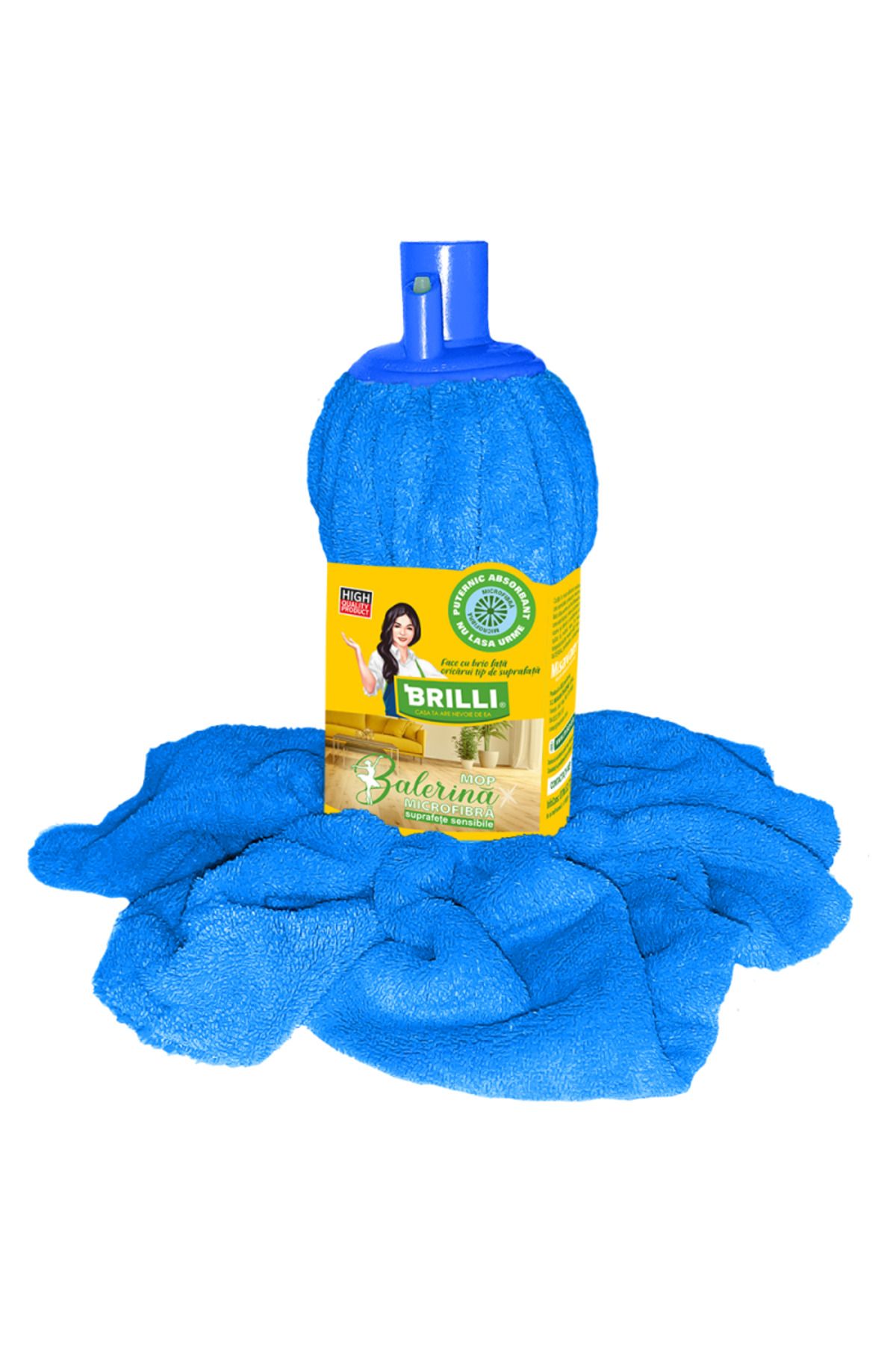 Brilli Rezerva Mop Balerina, Microfibra, Suprafete Sensibile, Albastru - One Size