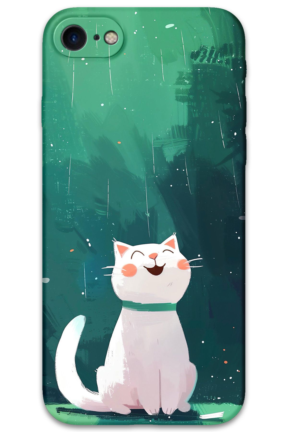 Gramaphone iPhone SE 2022 Uyumlu Kedi Desenli Telefon Kılıfı + Ekran Koruyucu - 5781