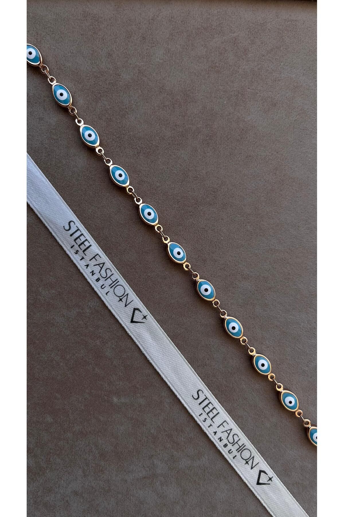 Steel Fashion İstanbul Rodyum Kaplama Nazar Boncuklu Kolye