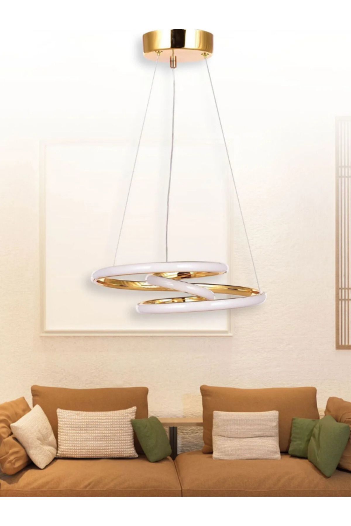 B&F STORE NEW STYLE Dalga Tekli Gold 3 Renk Ledli Sarkıt Avize