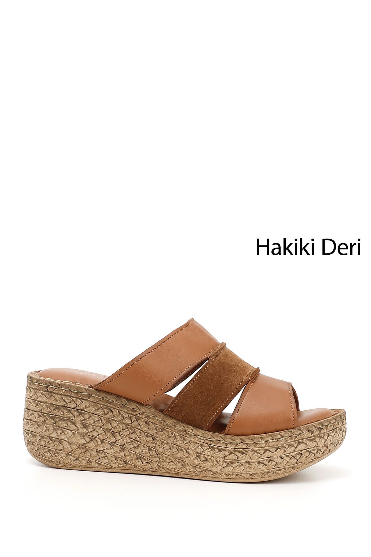 GÖNDERİ(R) Kadın / Kız Taba Antik Hakiki Deri Dolgu Tabanlı Terlik