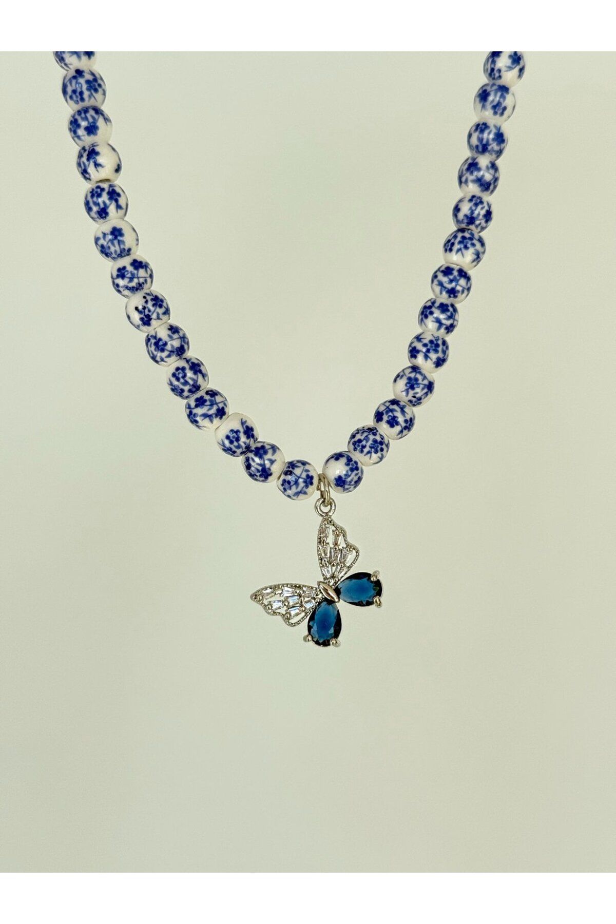 h&b design jewel Mavi Kelebek Detay Tasarım Kolye