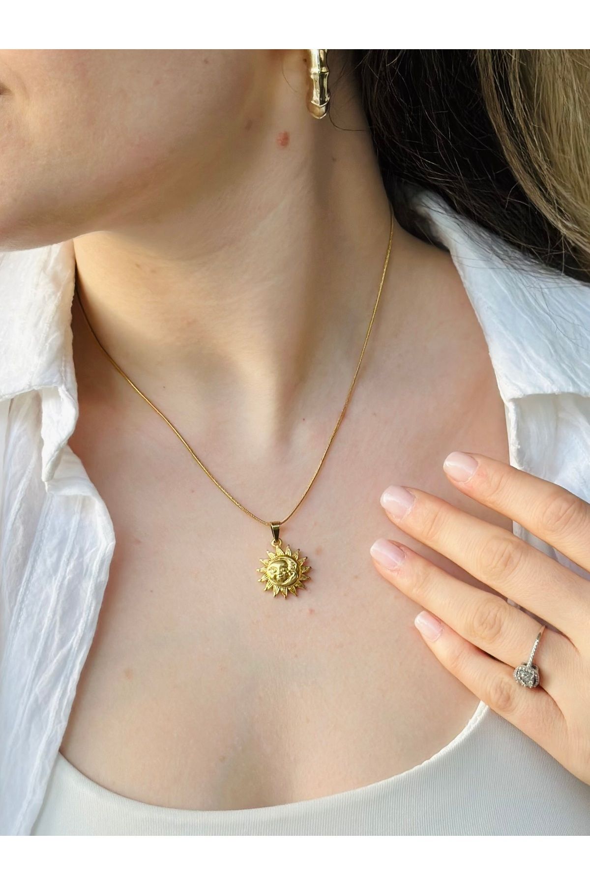 shop Güneş detaylı Çelik kolye