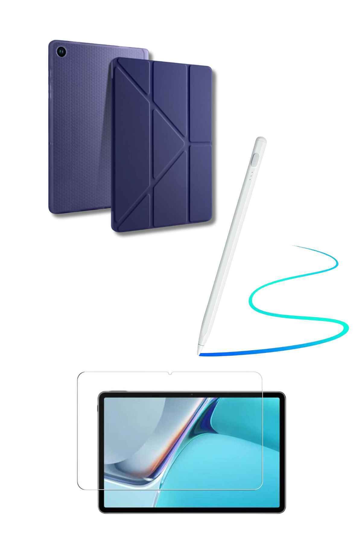 Fuchsia Galaxy A9 Plus Uyumlu 360 Tam Koruma Tablet Kılıfı Dokunmatik Tablet Kalemi Kırılmaz Ekran Koruyucu