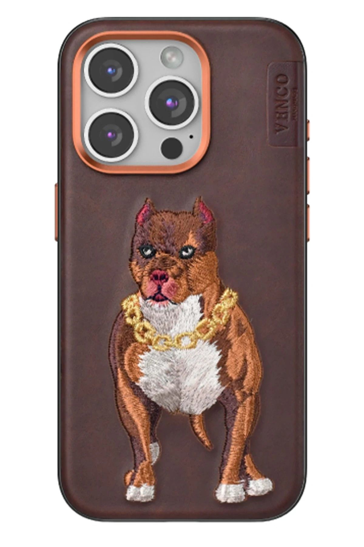 venco iPhone 15 Pro Perma Desenli Kapak - Kahverengi FLKRY