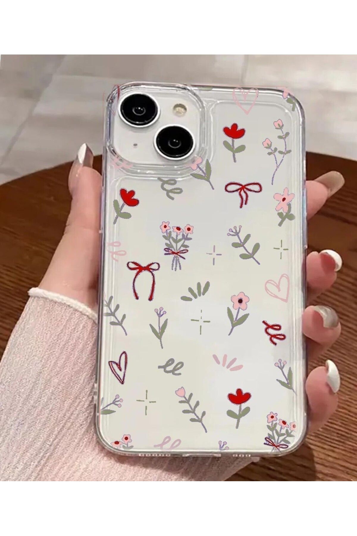 enfein Balporsuku IPhone 14 Plus İle Uyumlu Desenli Şeffaf Kılıfı PRO01 Kapak Flowersmagic
