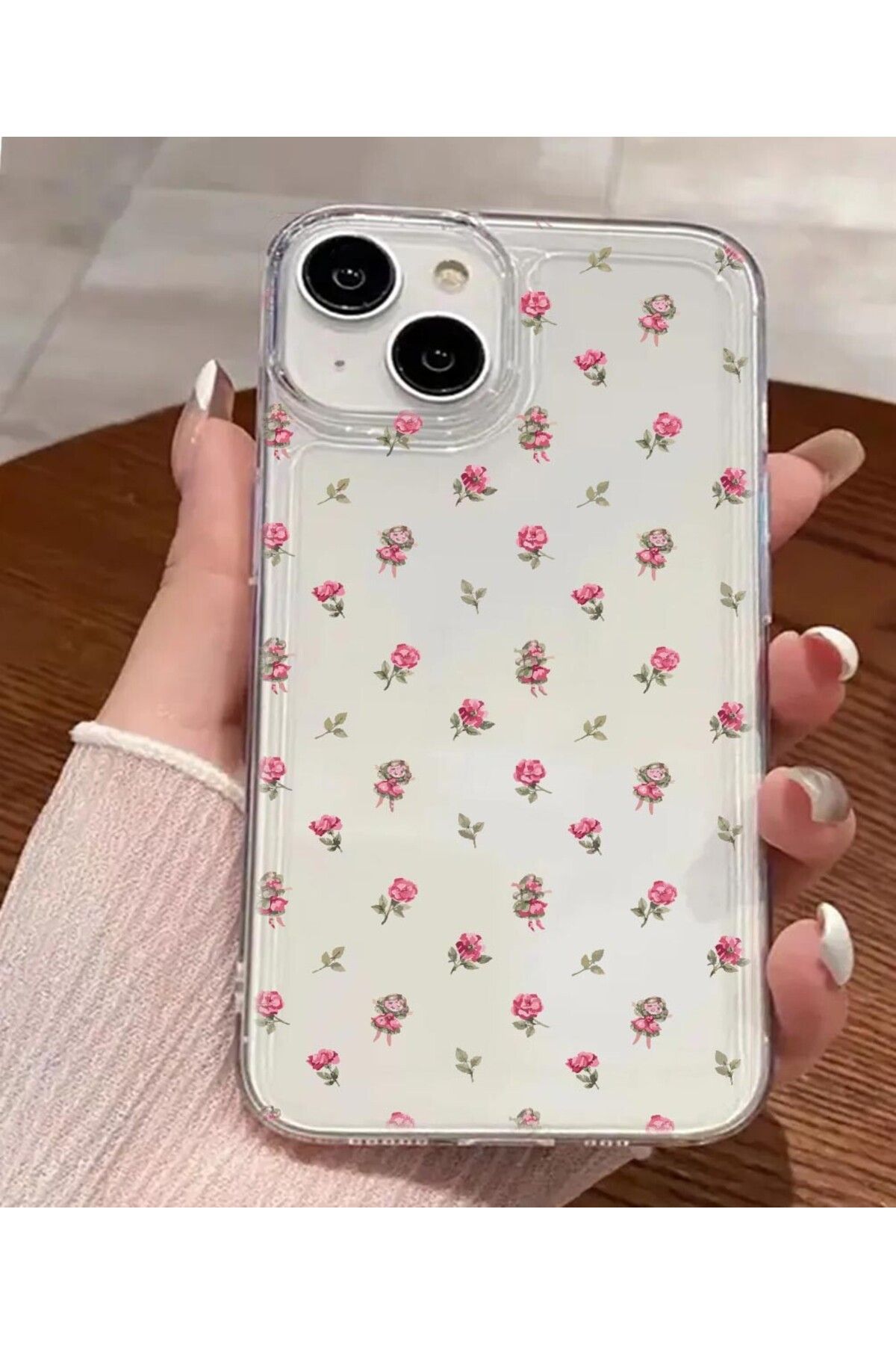 enfein Balporsuku IPhone 15 İle Uyumlu Desenli Şeffaf Kılıfı PRO01 Kapak Gülss