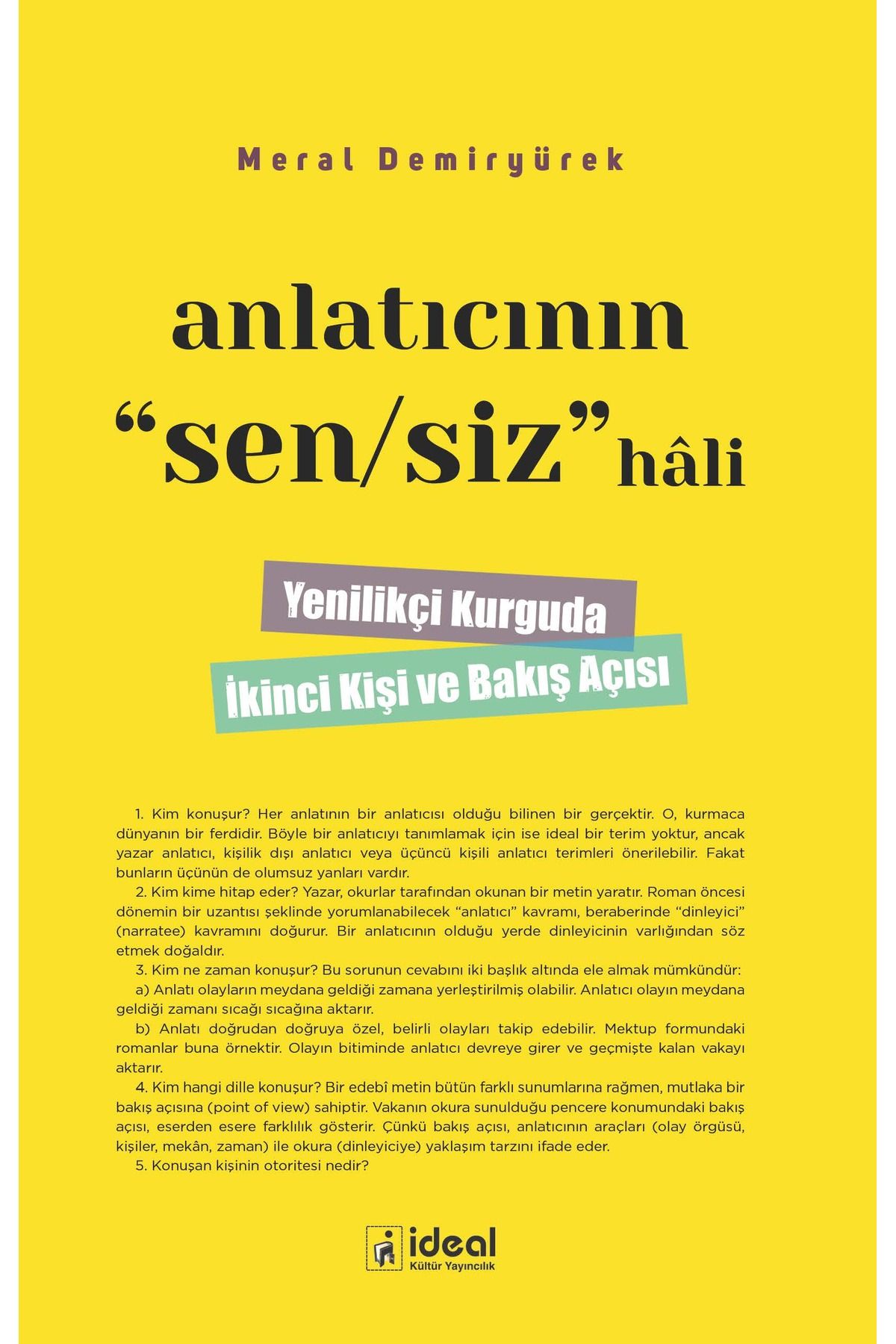 İdeal Kültür Yayıncılık Anlatıcının Sen/Siz Hâli